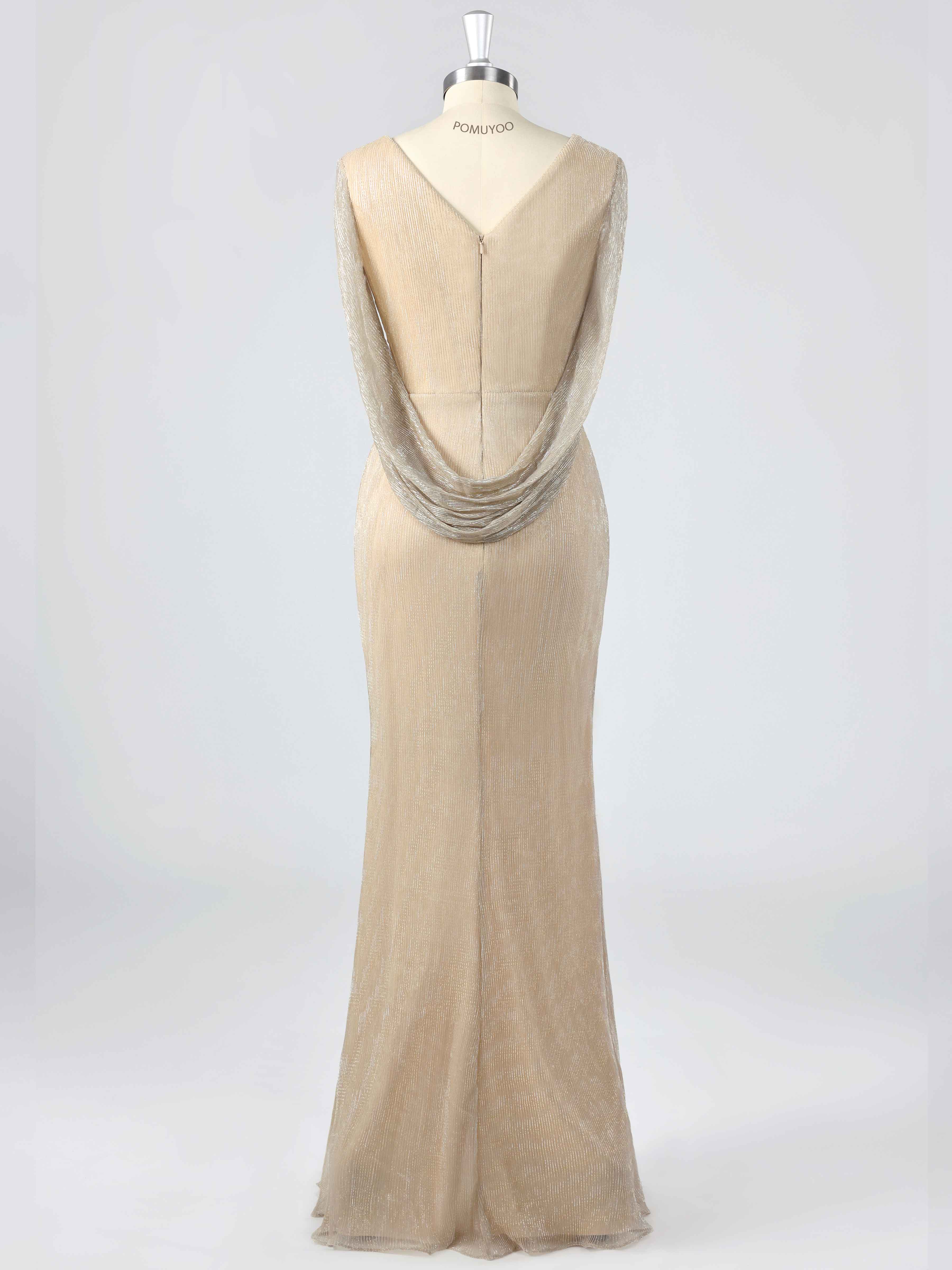 Simple Modest V-Neck Beading Sheath Mother of the Bride Dresses With Cape