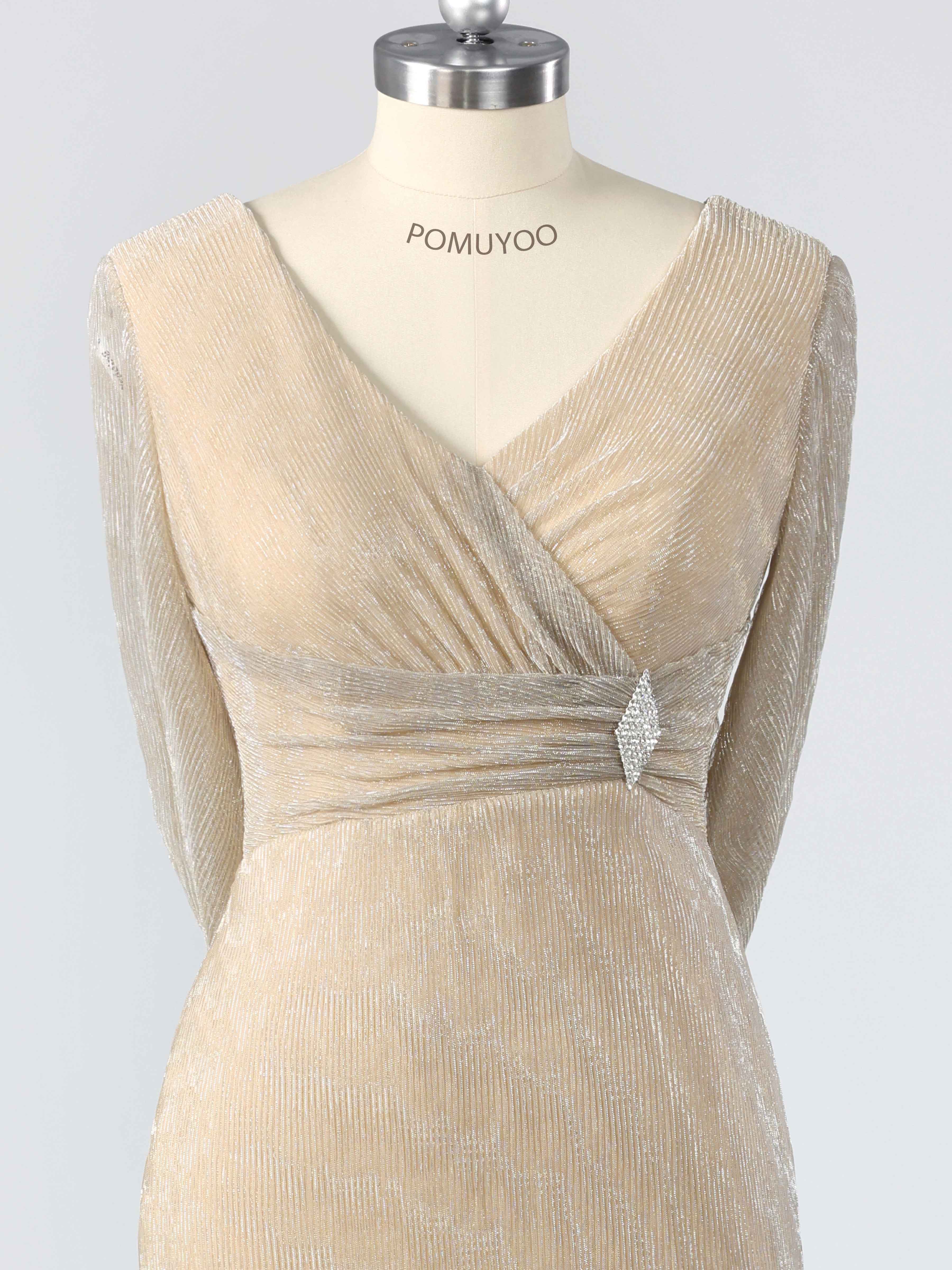 Simple Modest V-Neck Beading Sheath Mother of the Bride Dresses With Cape