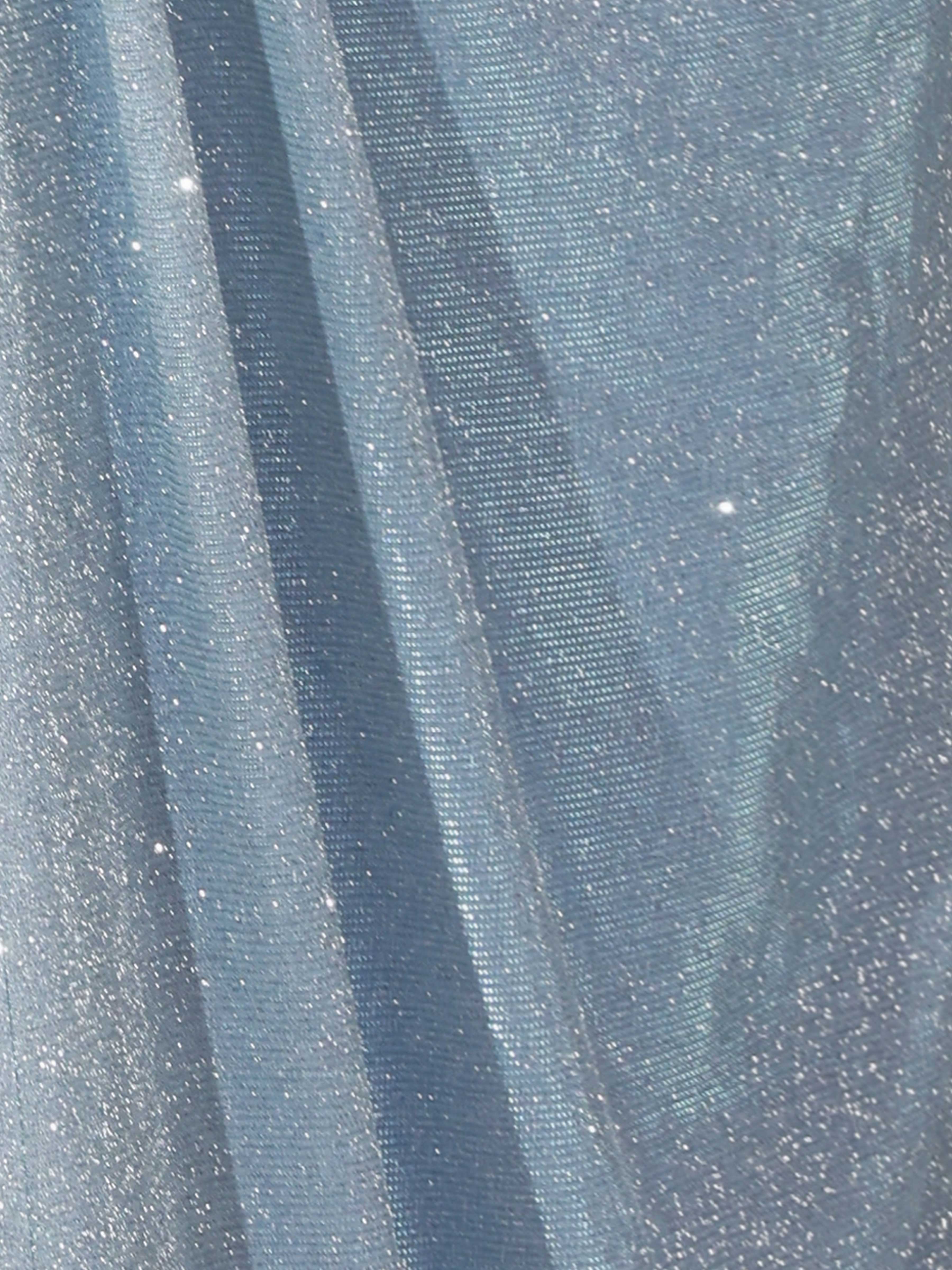 Sparkly Sheath Spaghetti Straps Corset Pleated Slit Prom Dresses