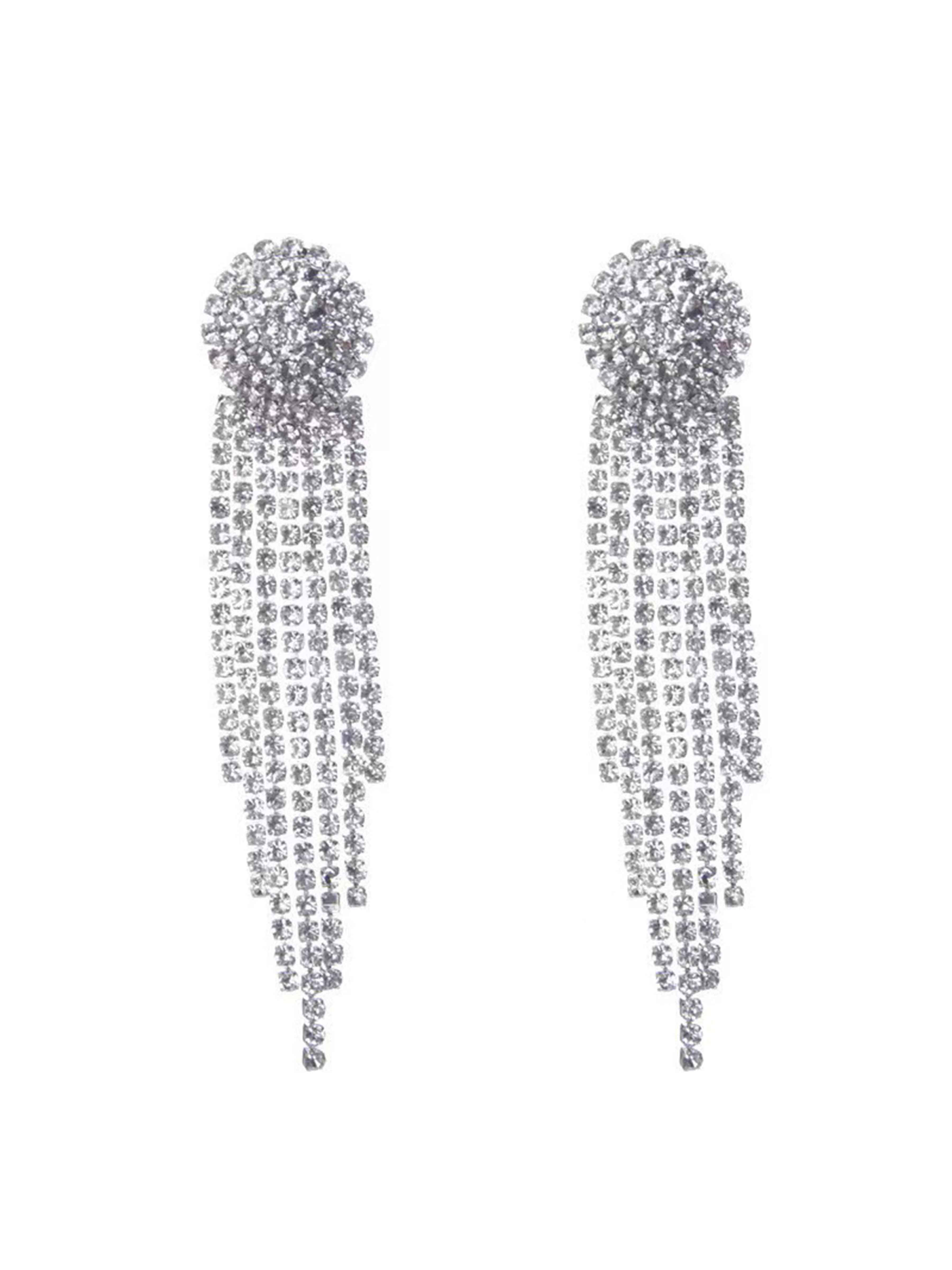 Stunning Long Tassel Rhinestone Earrings