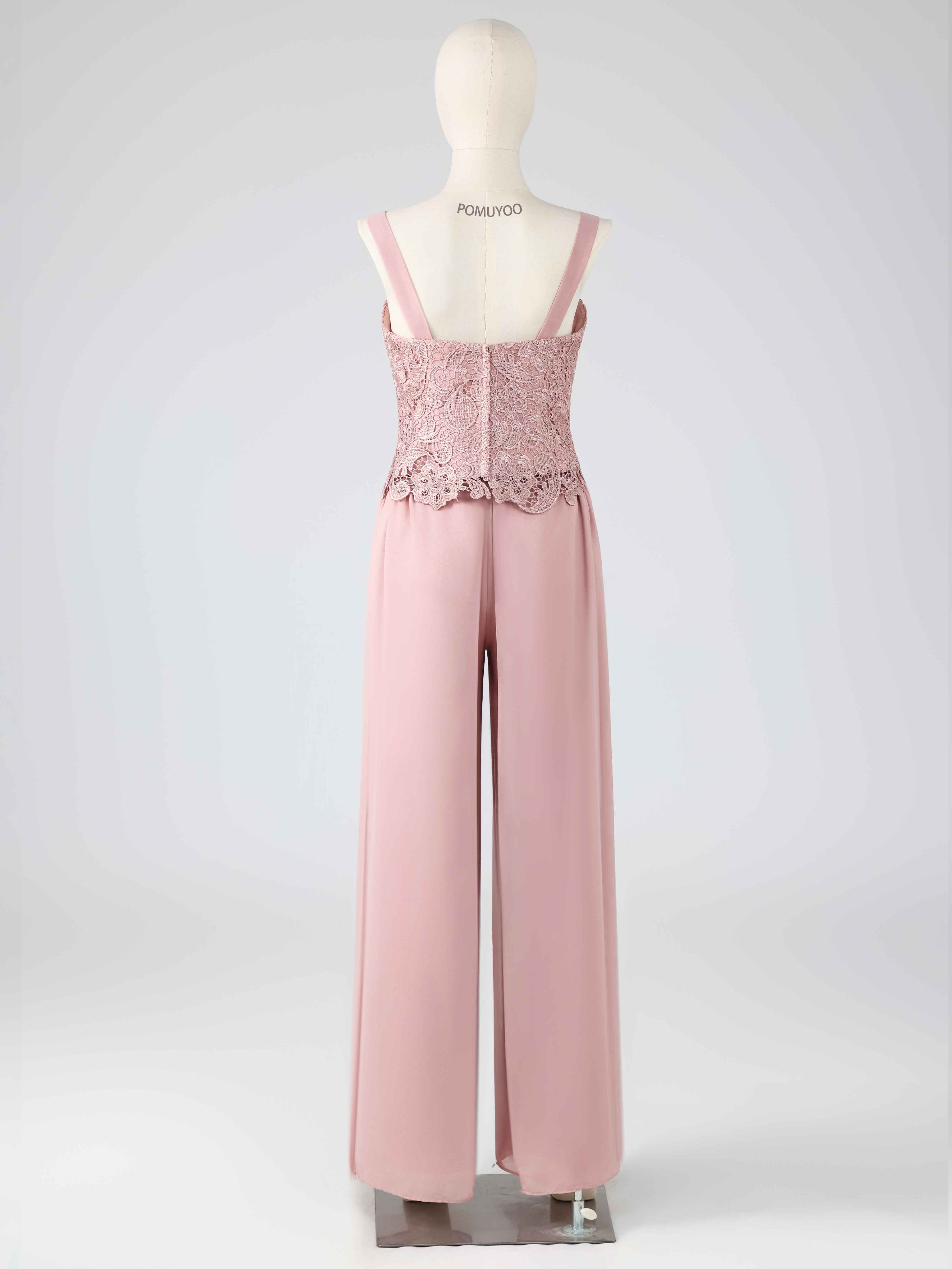 Stylish Square Three Pieces Lace Mother of the Bride Pantsuit