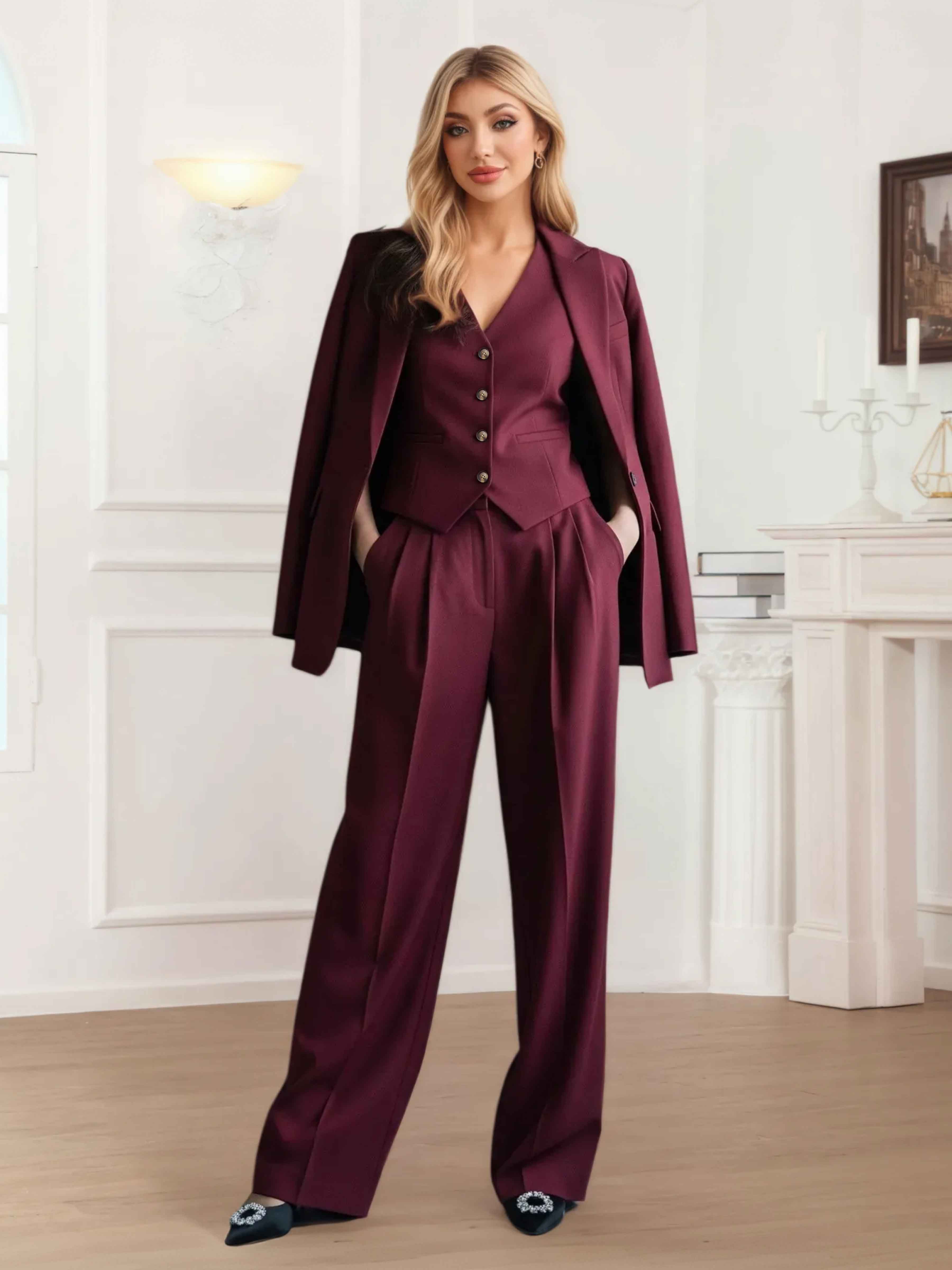 Trendy Women's 3 Pieces Business Casual Suits