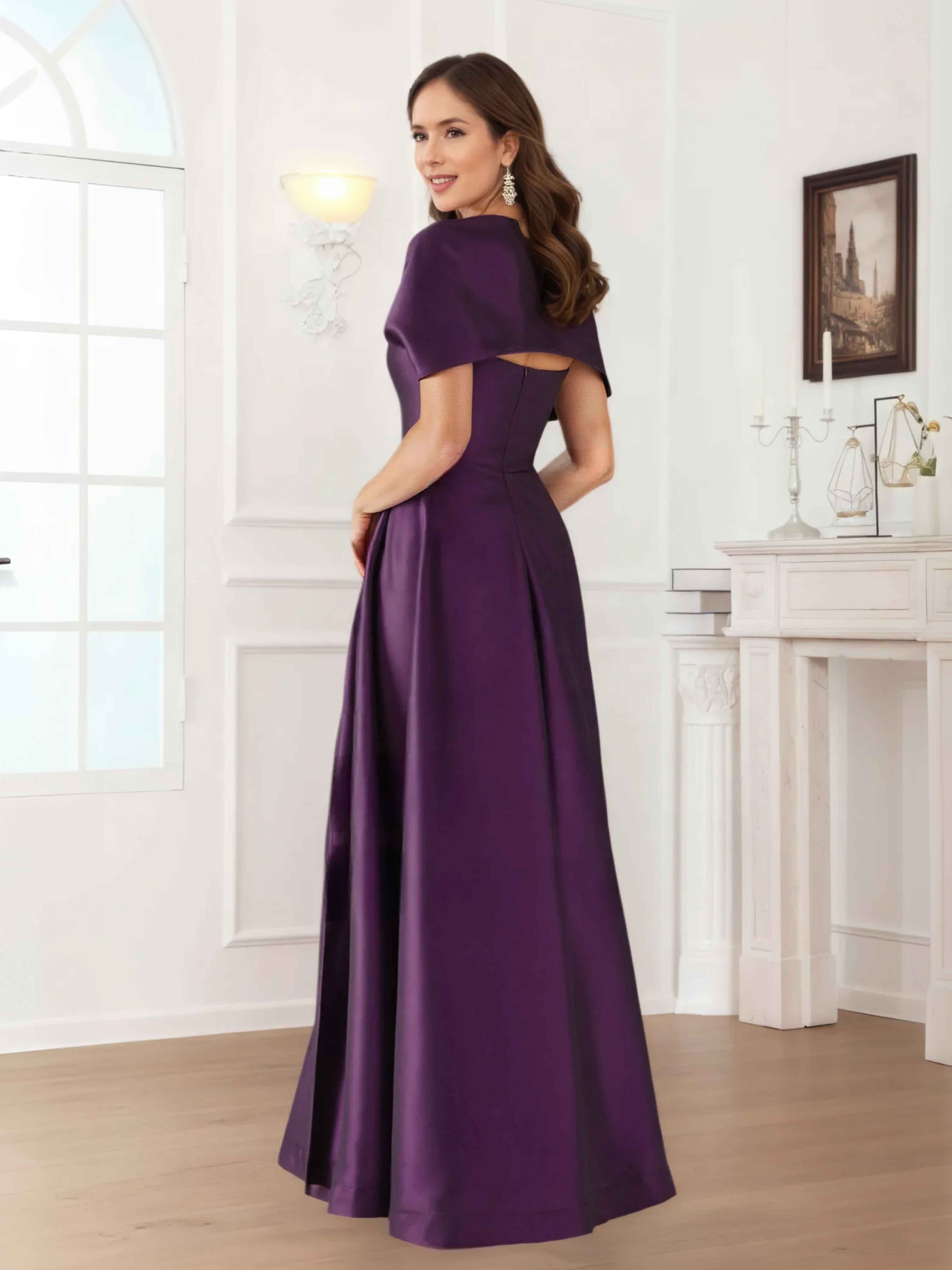 Valeska Refined A-Line Off the Shoulder Long Satin Mother Of The Bride Dresses