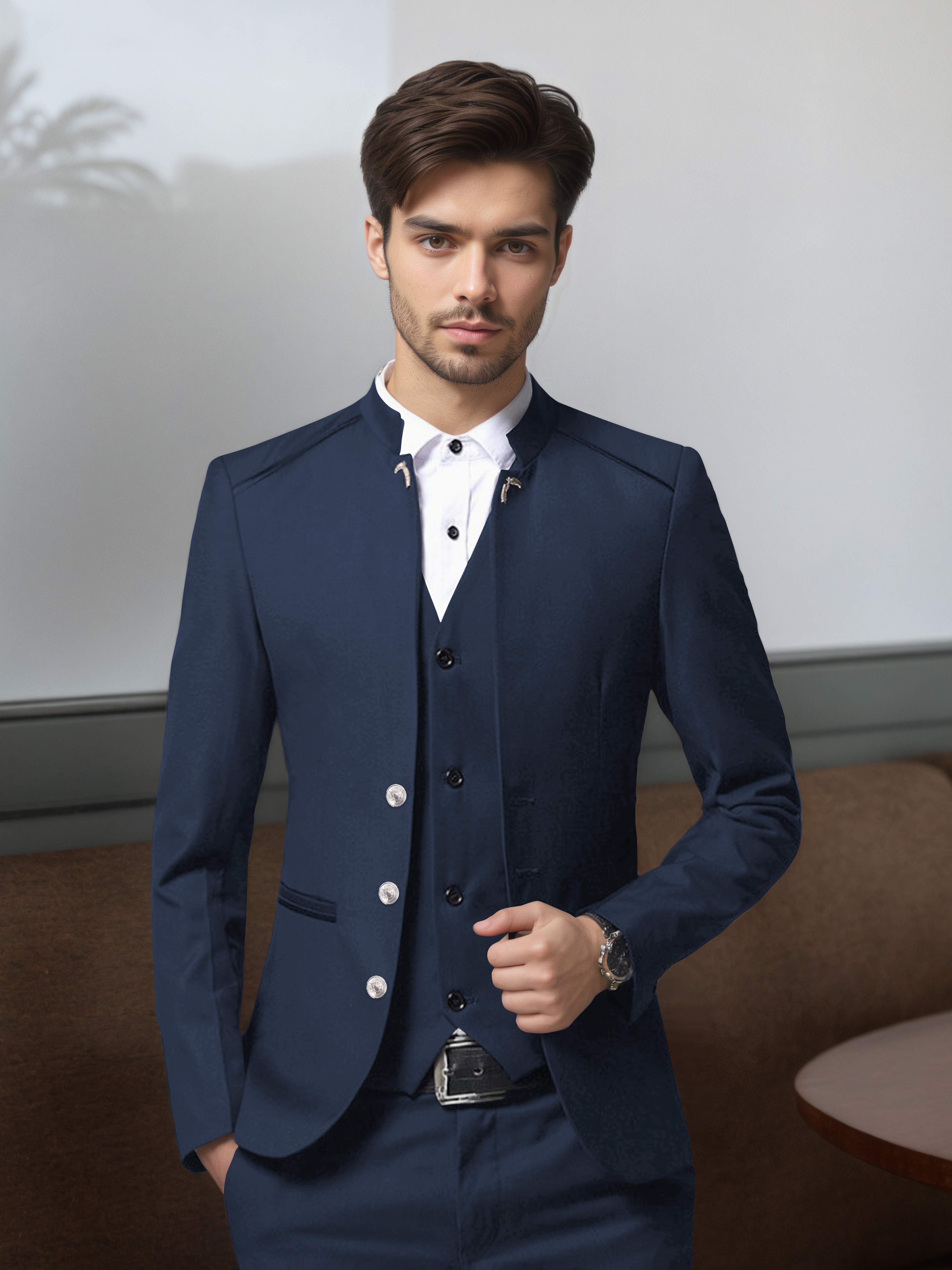 Vintage Men's Structured Single Breasted 3 Pieces Suits