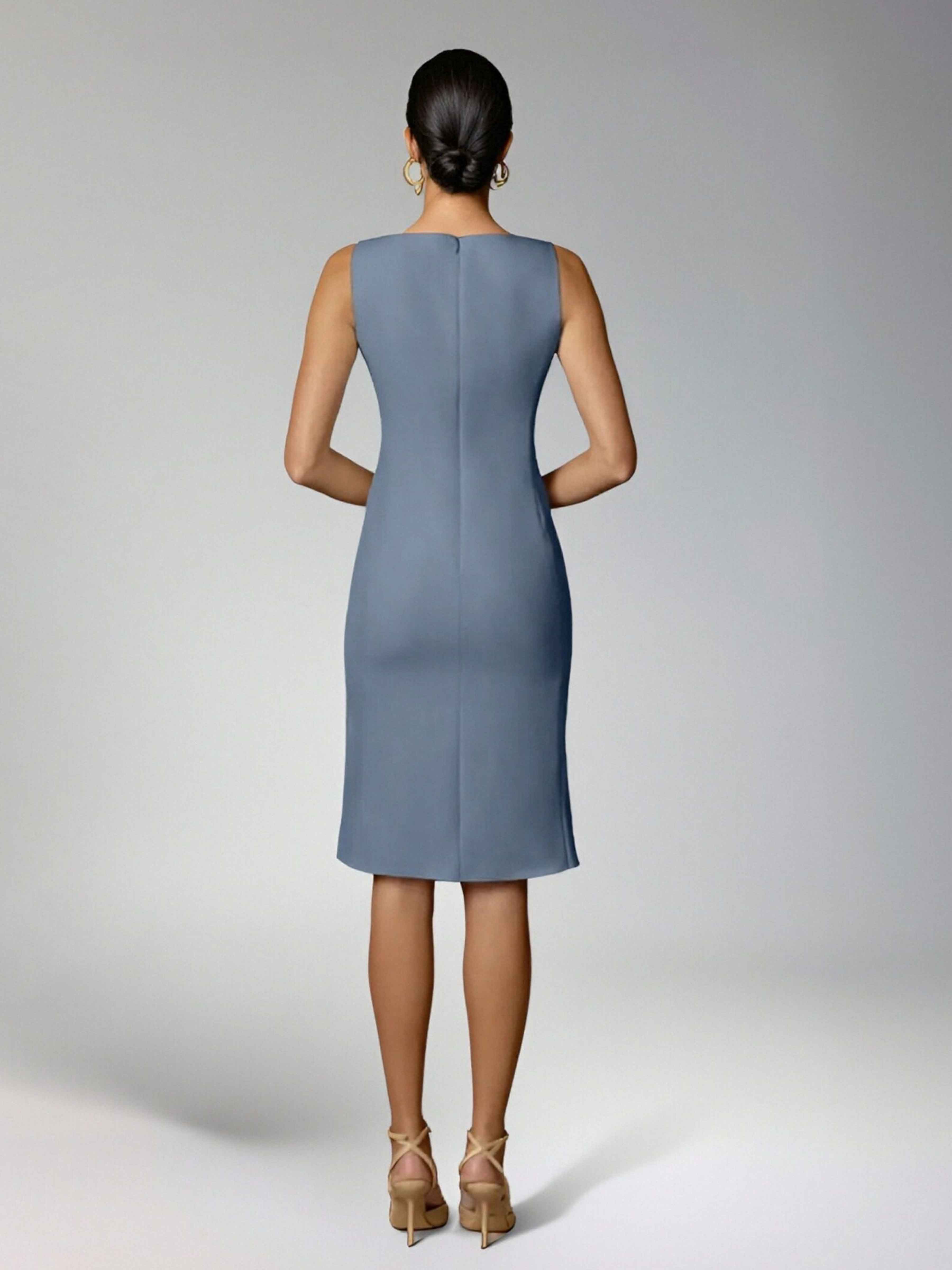 Refined Women's Back Zip Knee Length Suit Dress