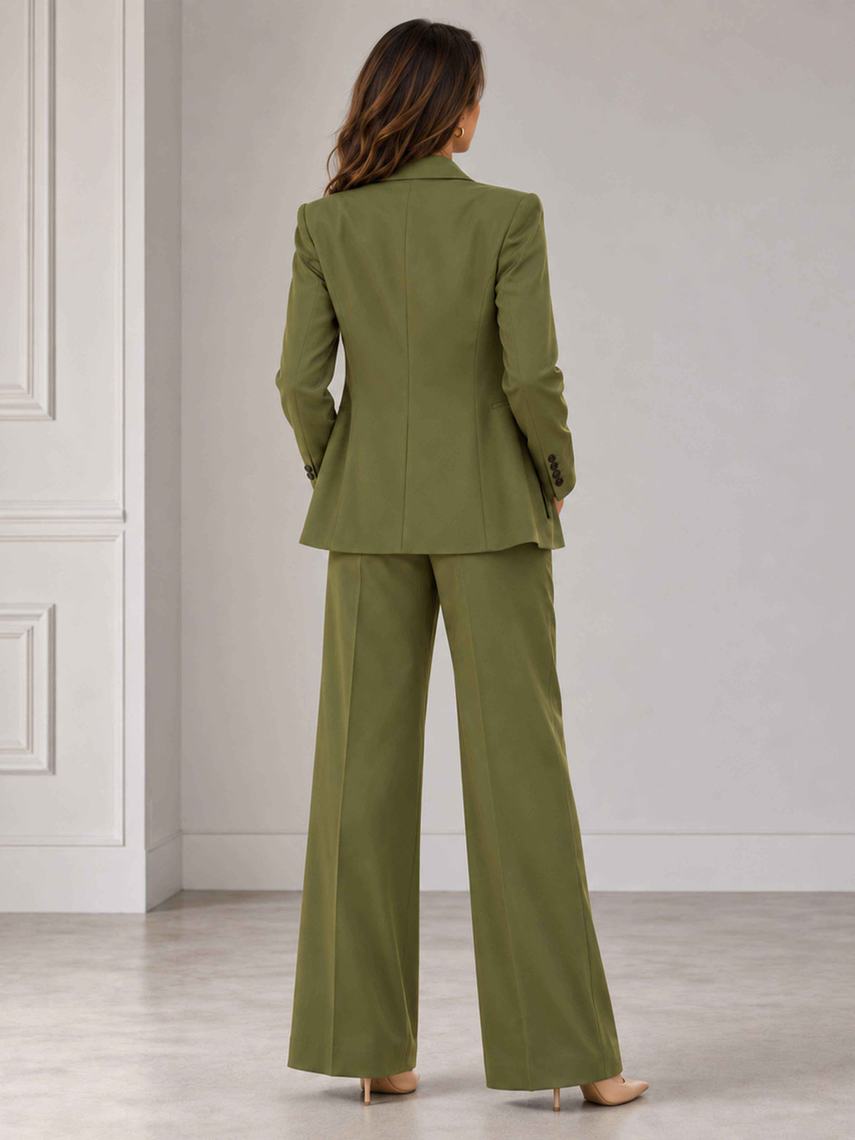 Sophisticated Women’s Notched Lapel 3-Piece Suit Set, Blazer Vest & Wide Leg Pants for Formal Occasions
