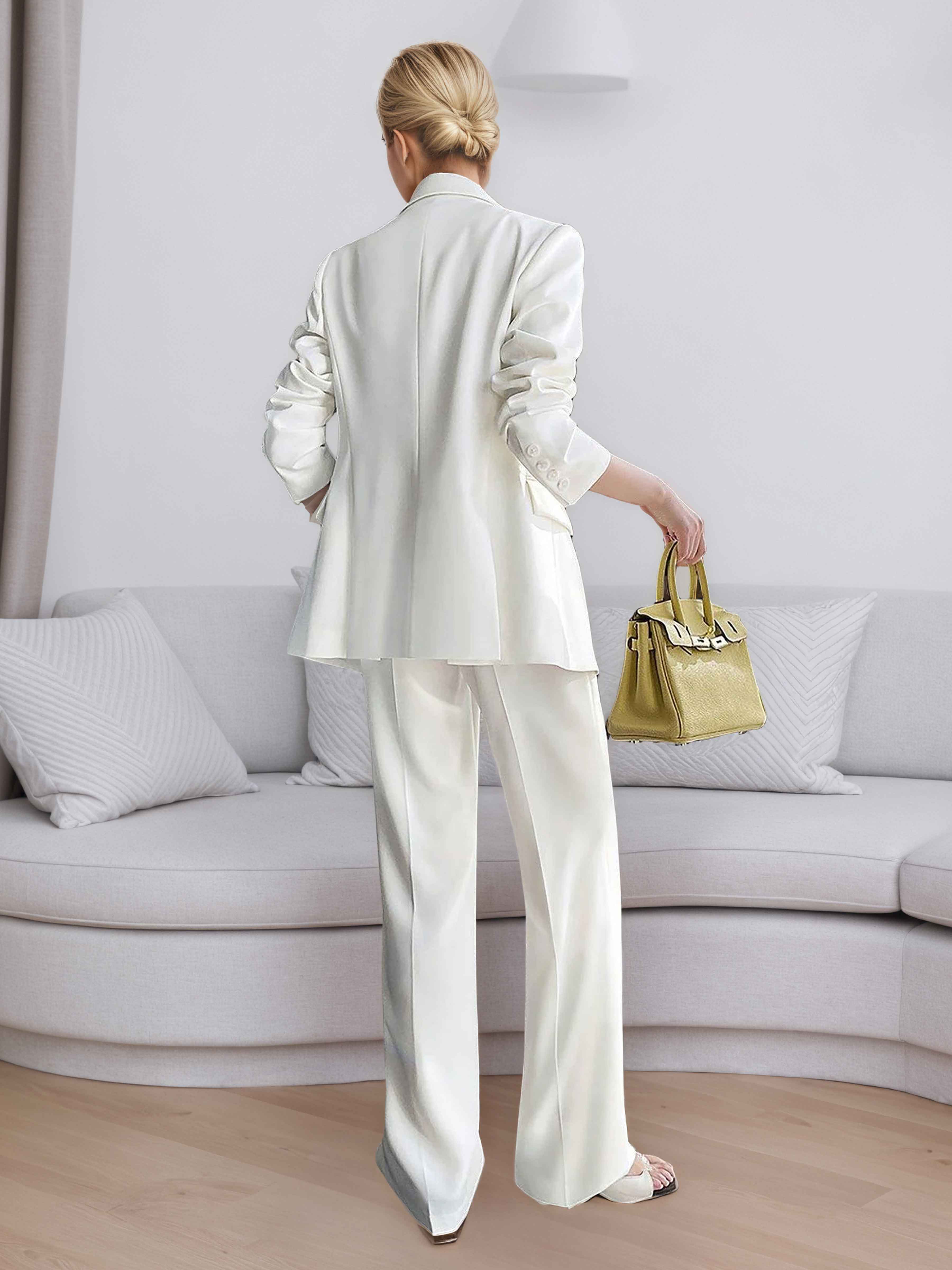Women's 2 Pieces Double Breasted Wedding Blazer and Pants Suit Set