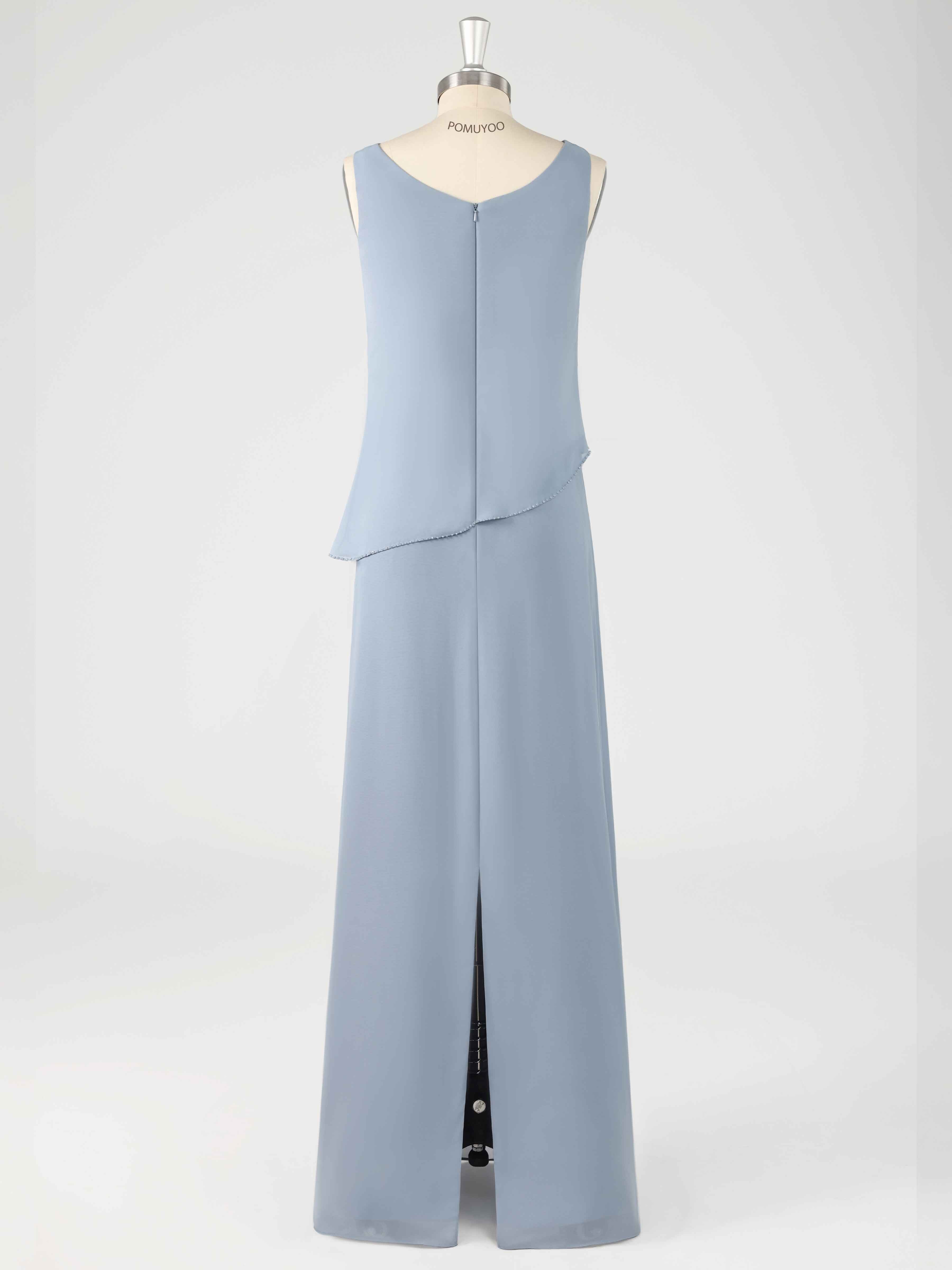 Xylona Chic Two Pieces Beading Cape Long Chiffon Mother of the Bride Dresses