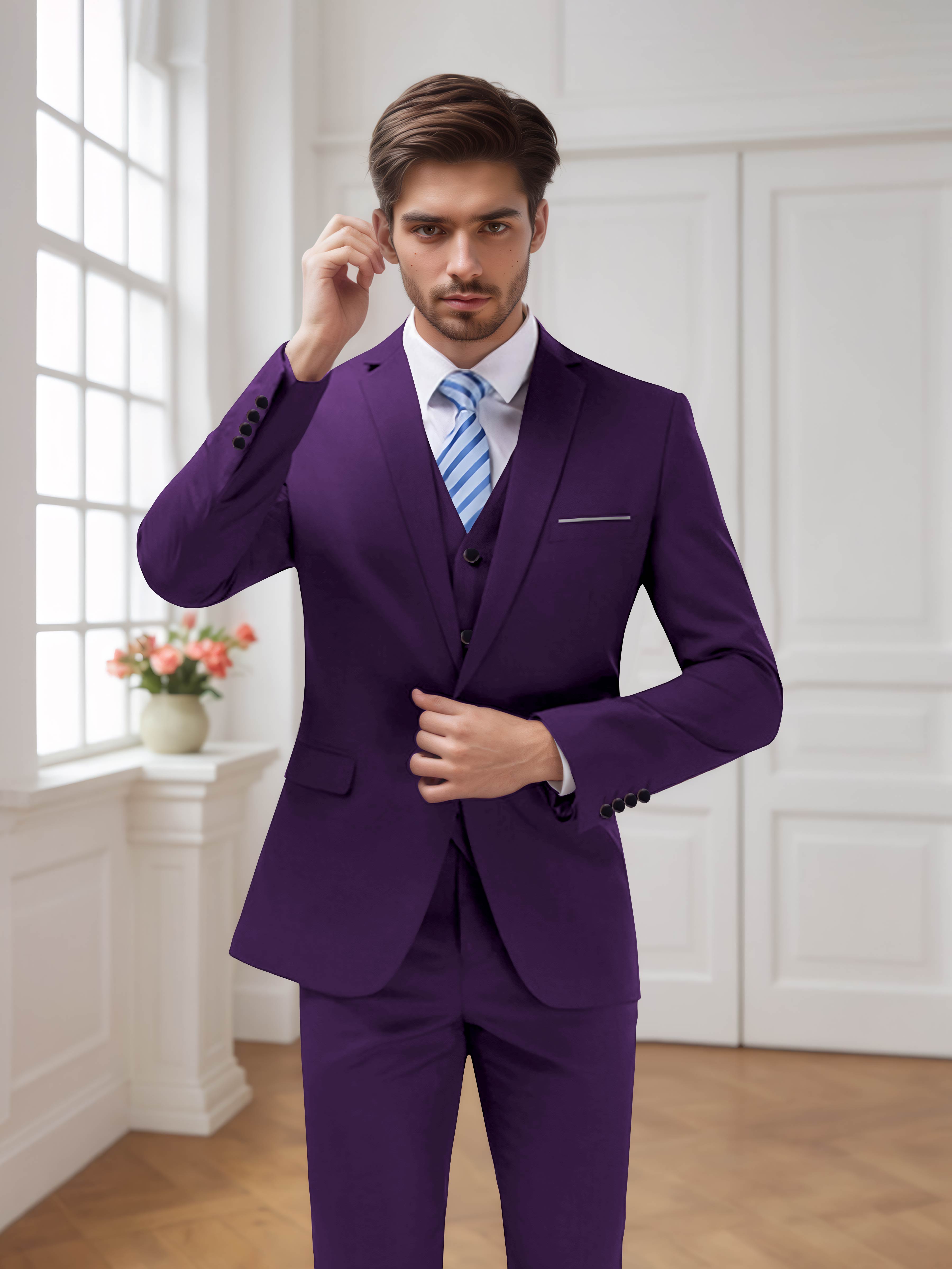 Modern Men's One Button 3 Pieces Wedding Suits