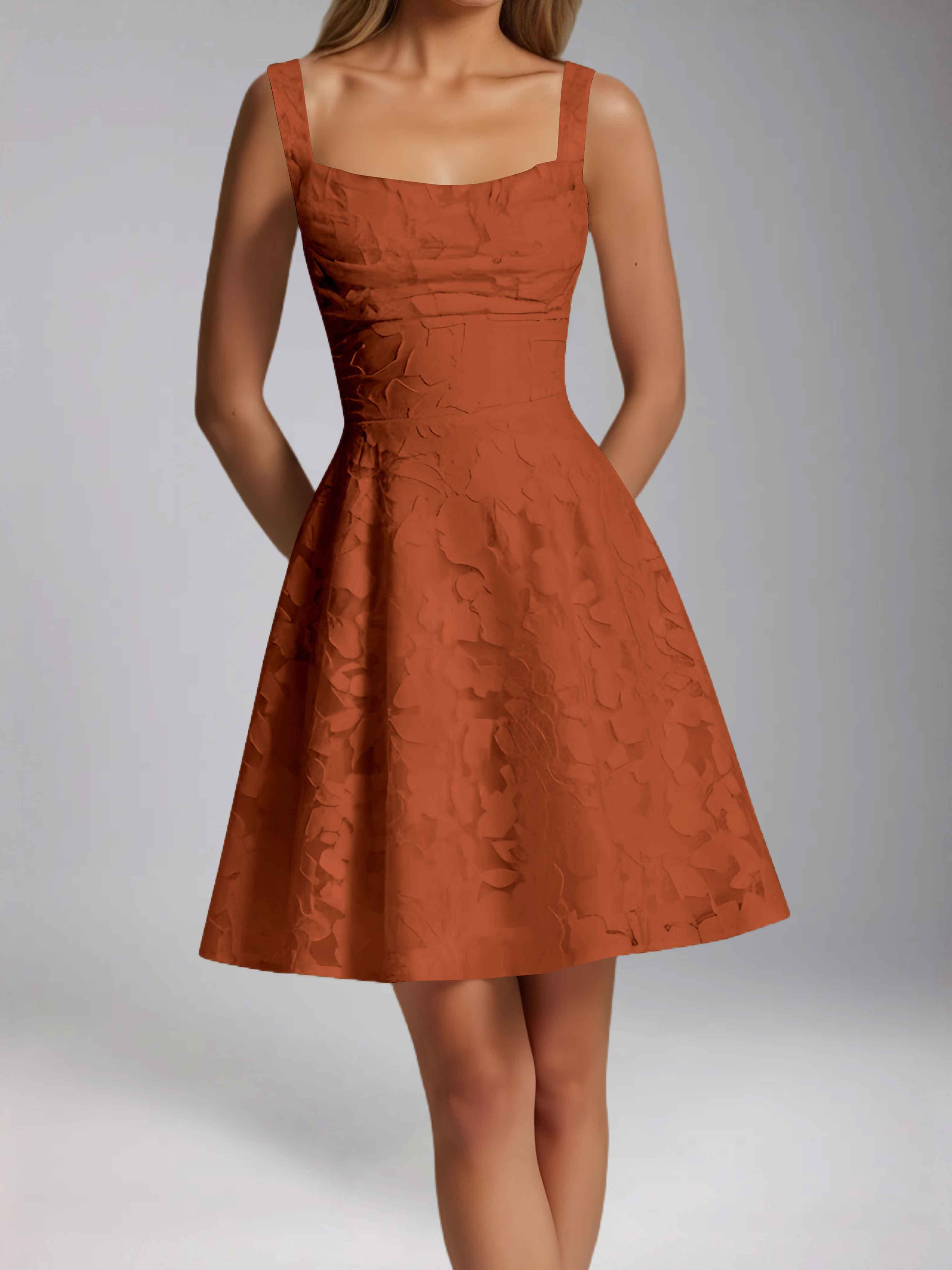 Oraelvanna Elegant Pleated A-Line Jacquard Short Party Dresses