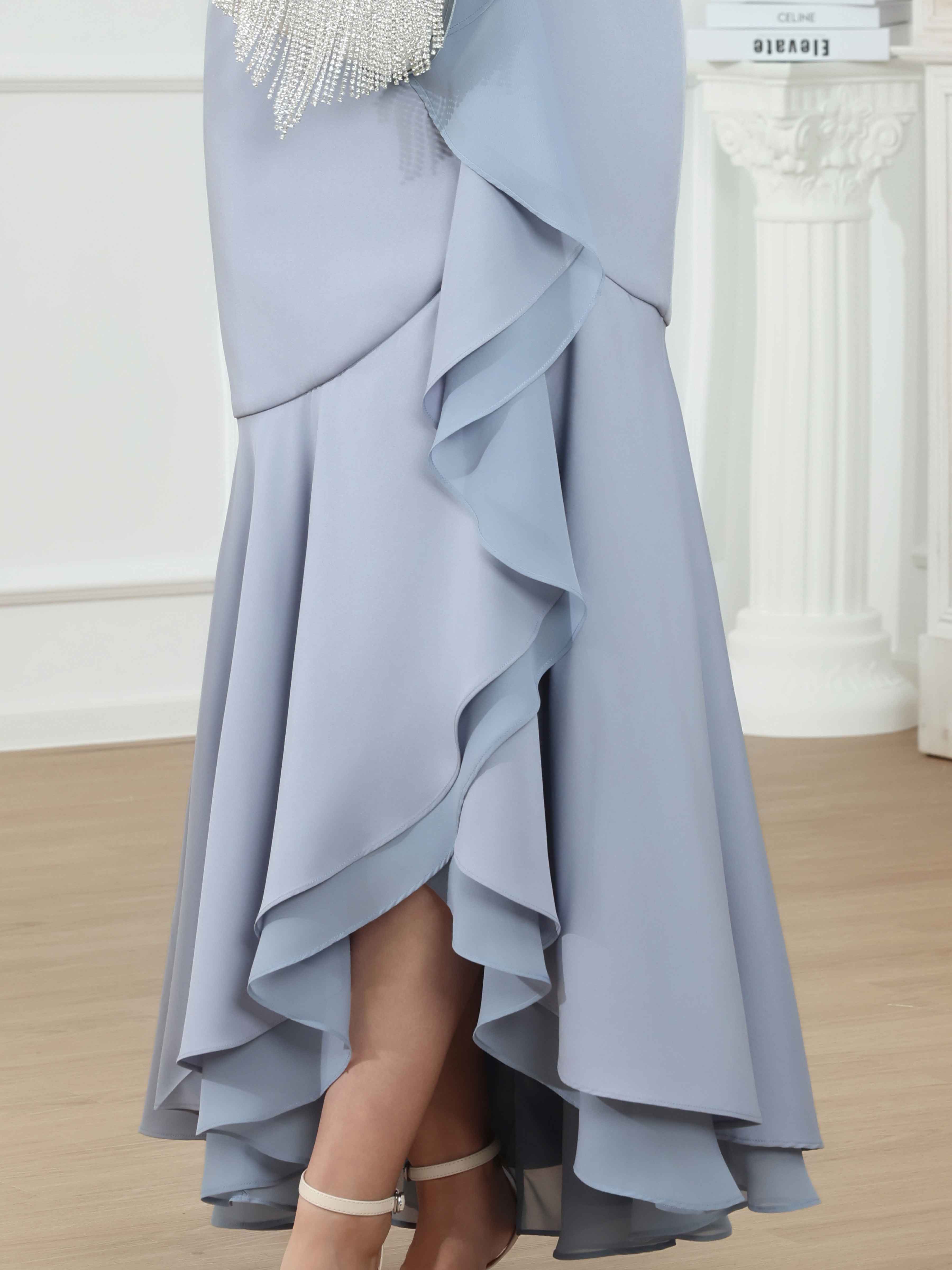 Freesia Stylish Mermaid Ruched Long Chiffon Mother of The Bride Dresses