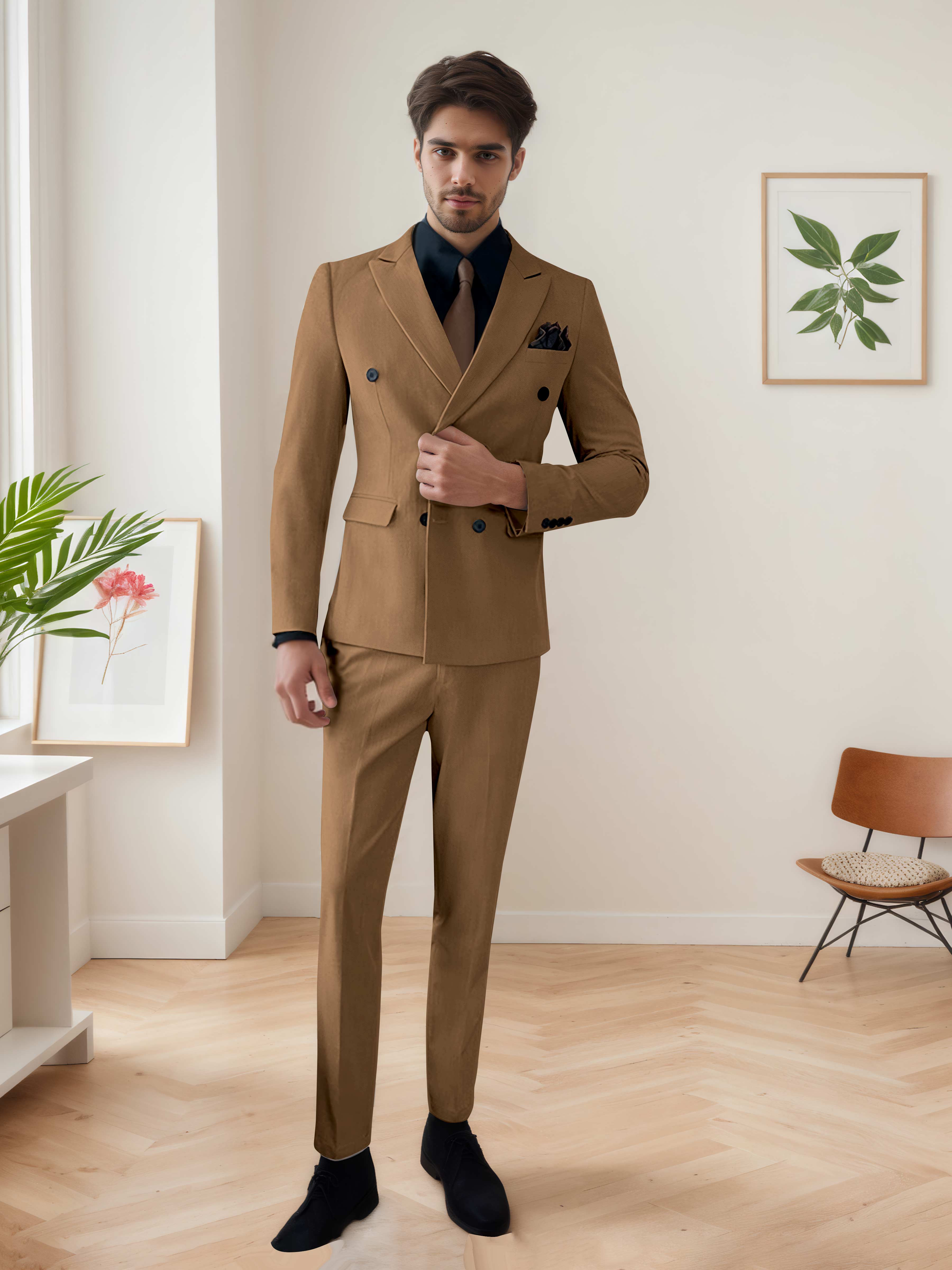 Men's Chic Double Breasted 3 Pieces Wedding Suits