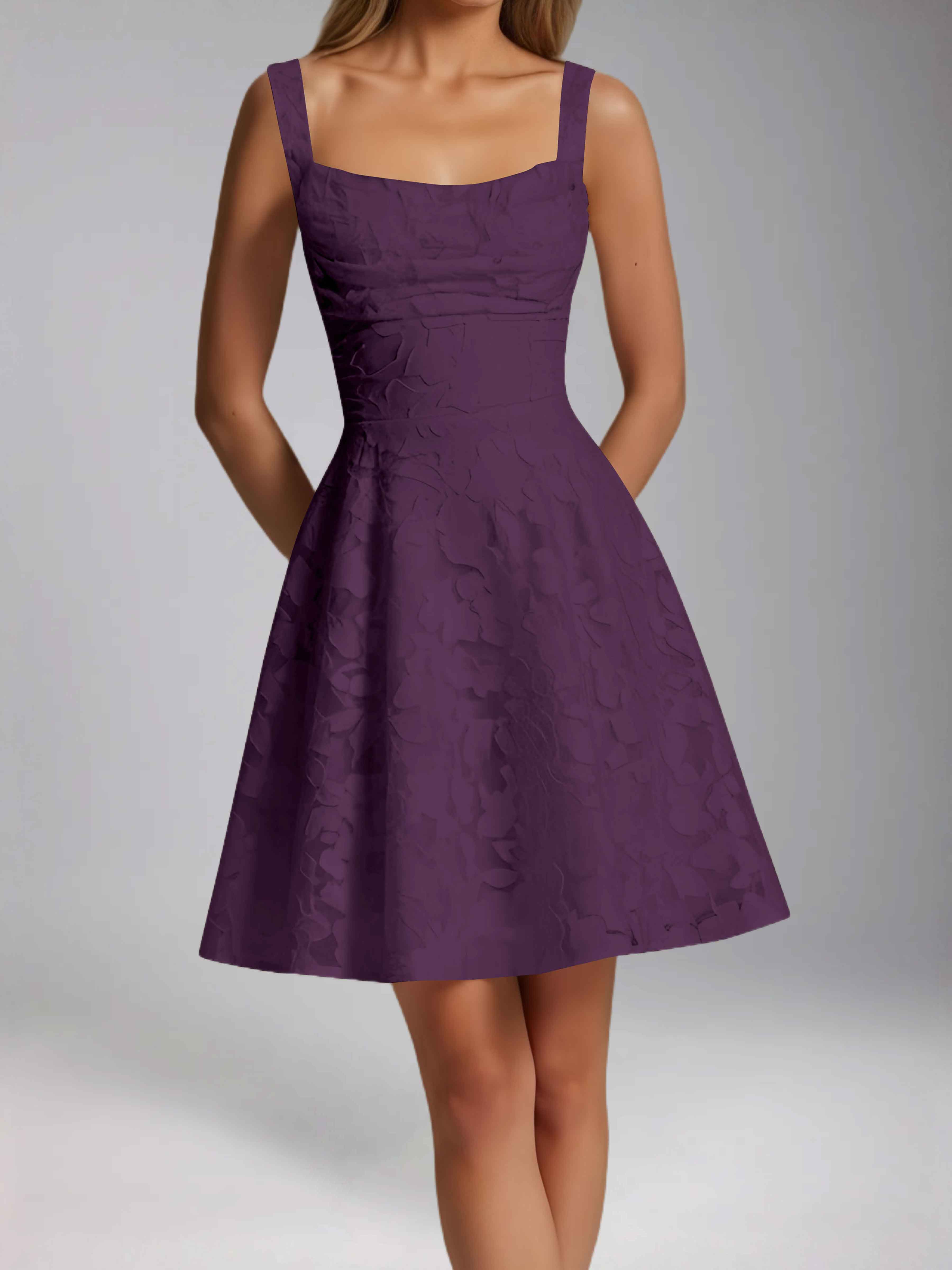 Oraelvanna Elegant Pleated A-Line Jacquard Short Party Dresses
