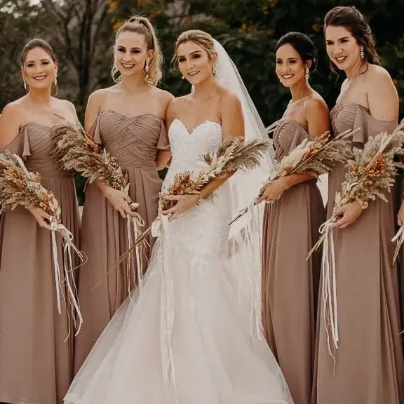taupe bridesmaid dress