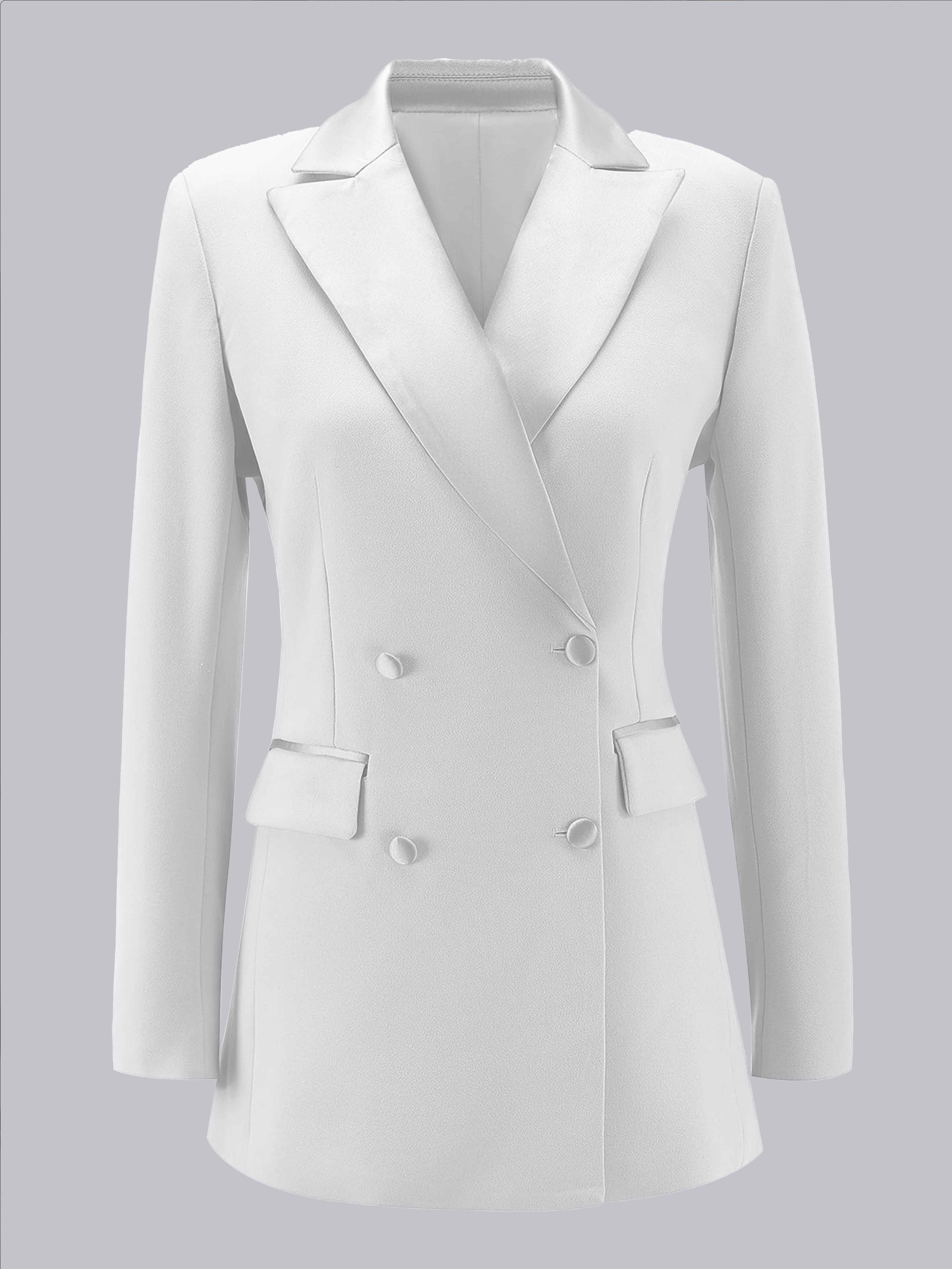 Classic Women's Notch Lapel Double Breasted Formal Blazer