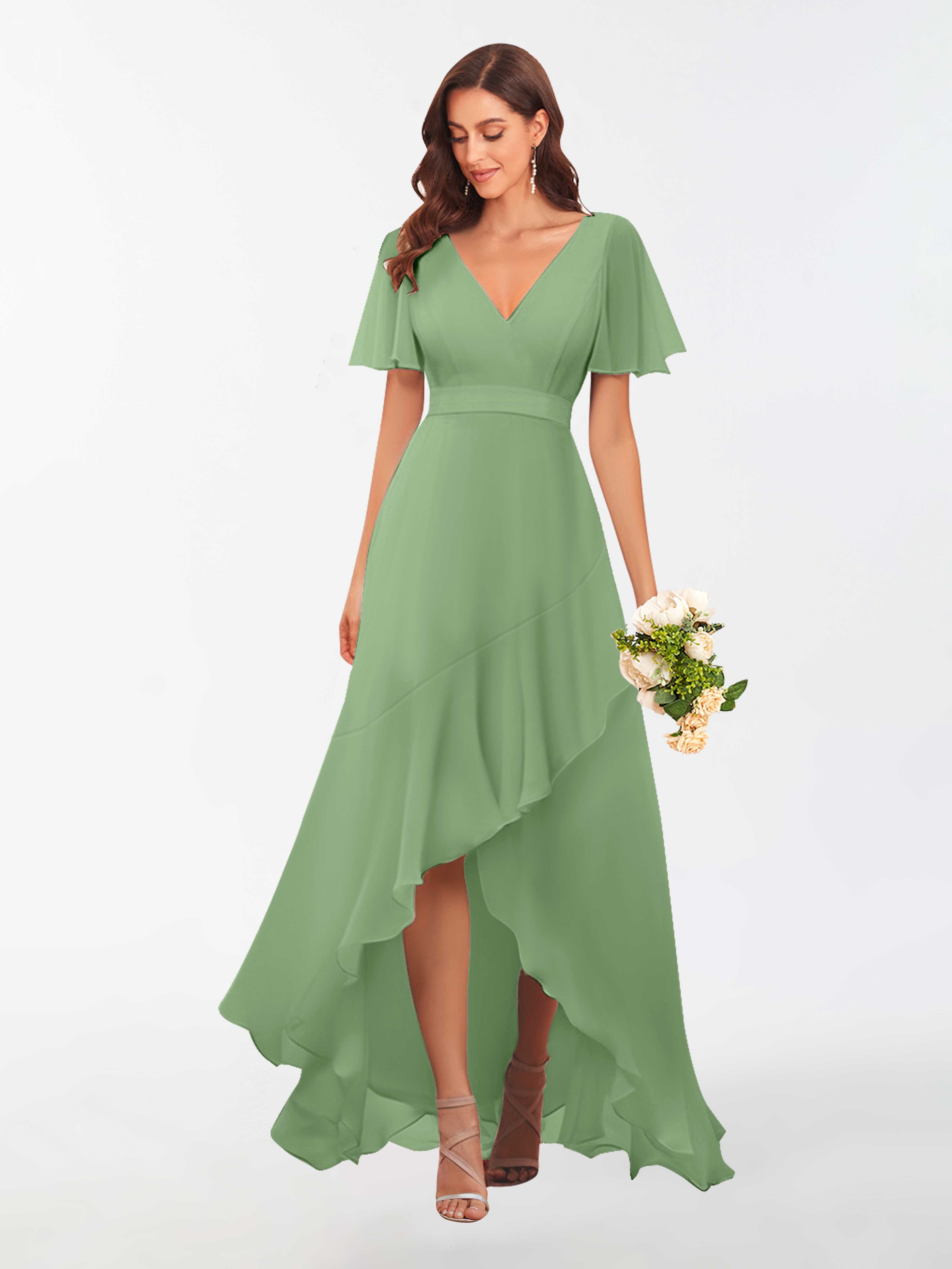 Olive Green Chiffon Bridesmaid Dresses