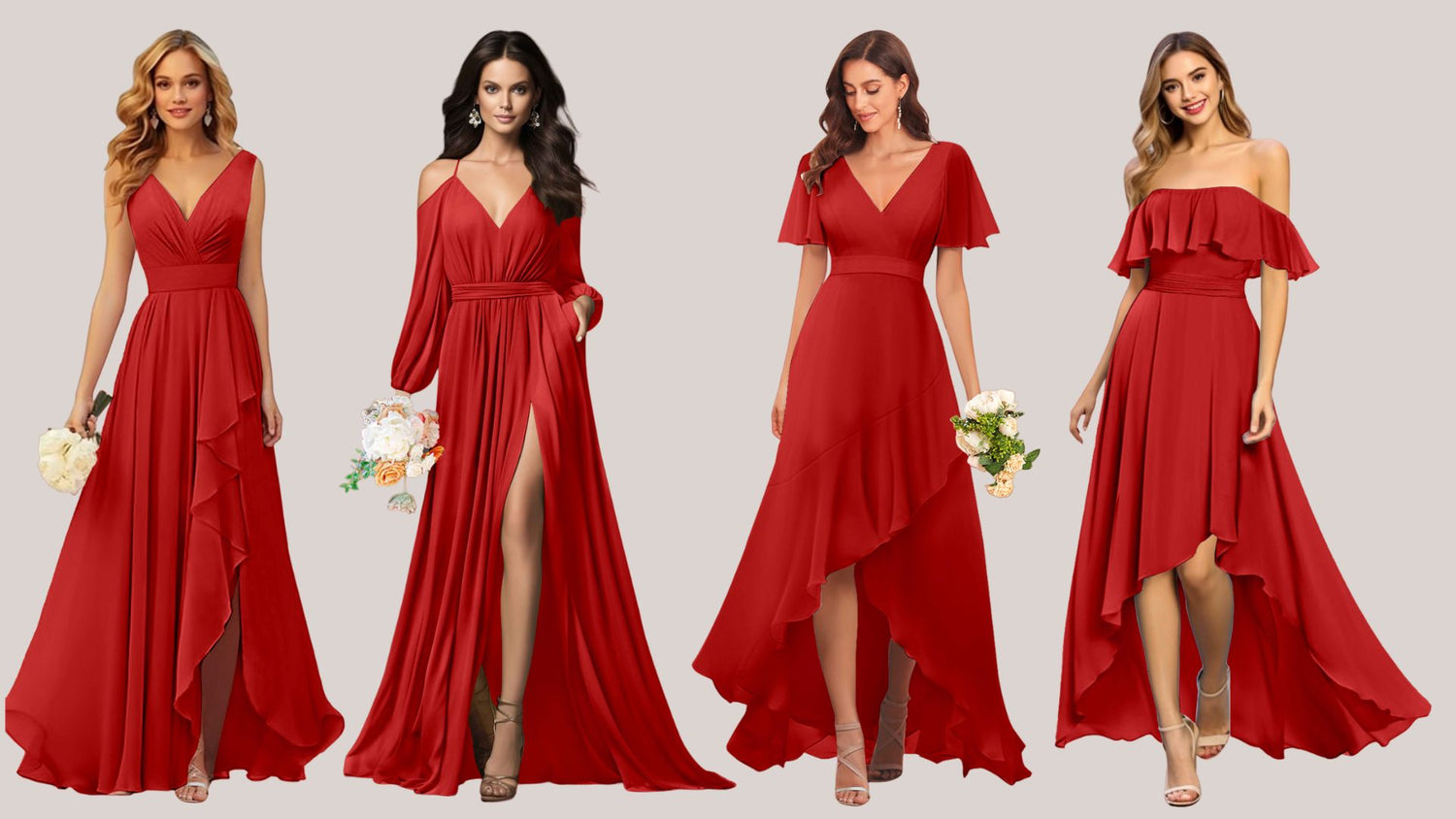 red bridesmaid dresses