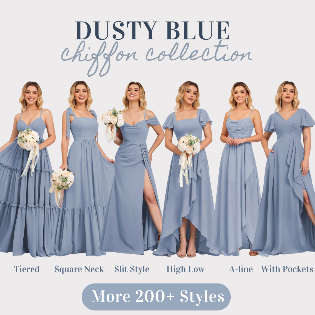 Adorable Dusty Blue Bridesmaid Dresses All Standard Sizes Pomuyoo