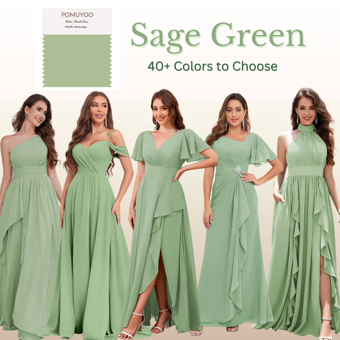 Budget-friendly Dusty Sage Bridesmaid Dresses - Fast Delivery -Pomuyoo Budget-friendly Dusty Sage Bridesmaid Dresses - Fast Delivery -Pomuyoo