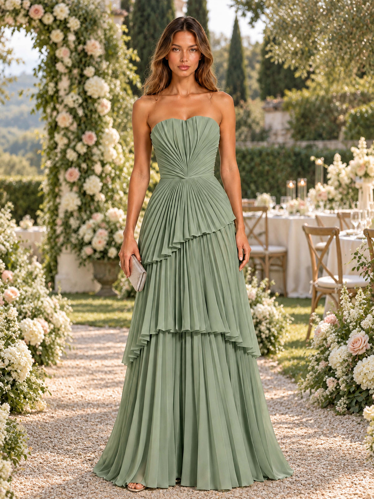 Laelitharae Chic Strapless Ruched Long Party Dresses