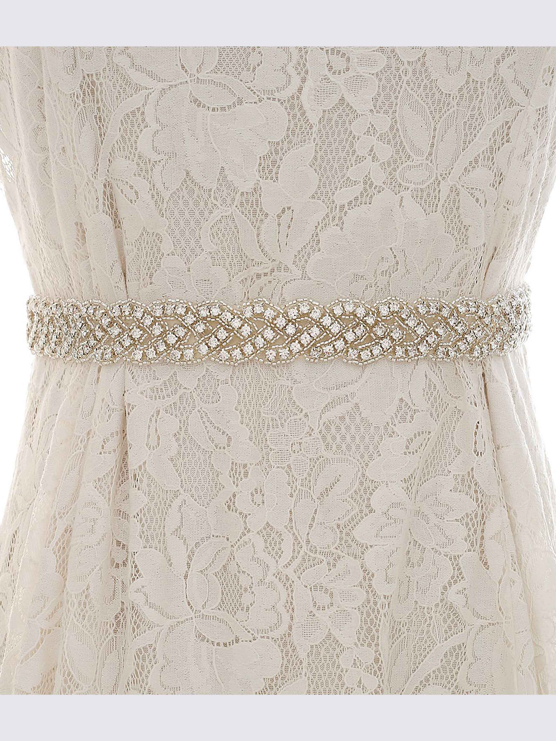Women's Sparkly Rhinestone Pearl Ribbon Waistband