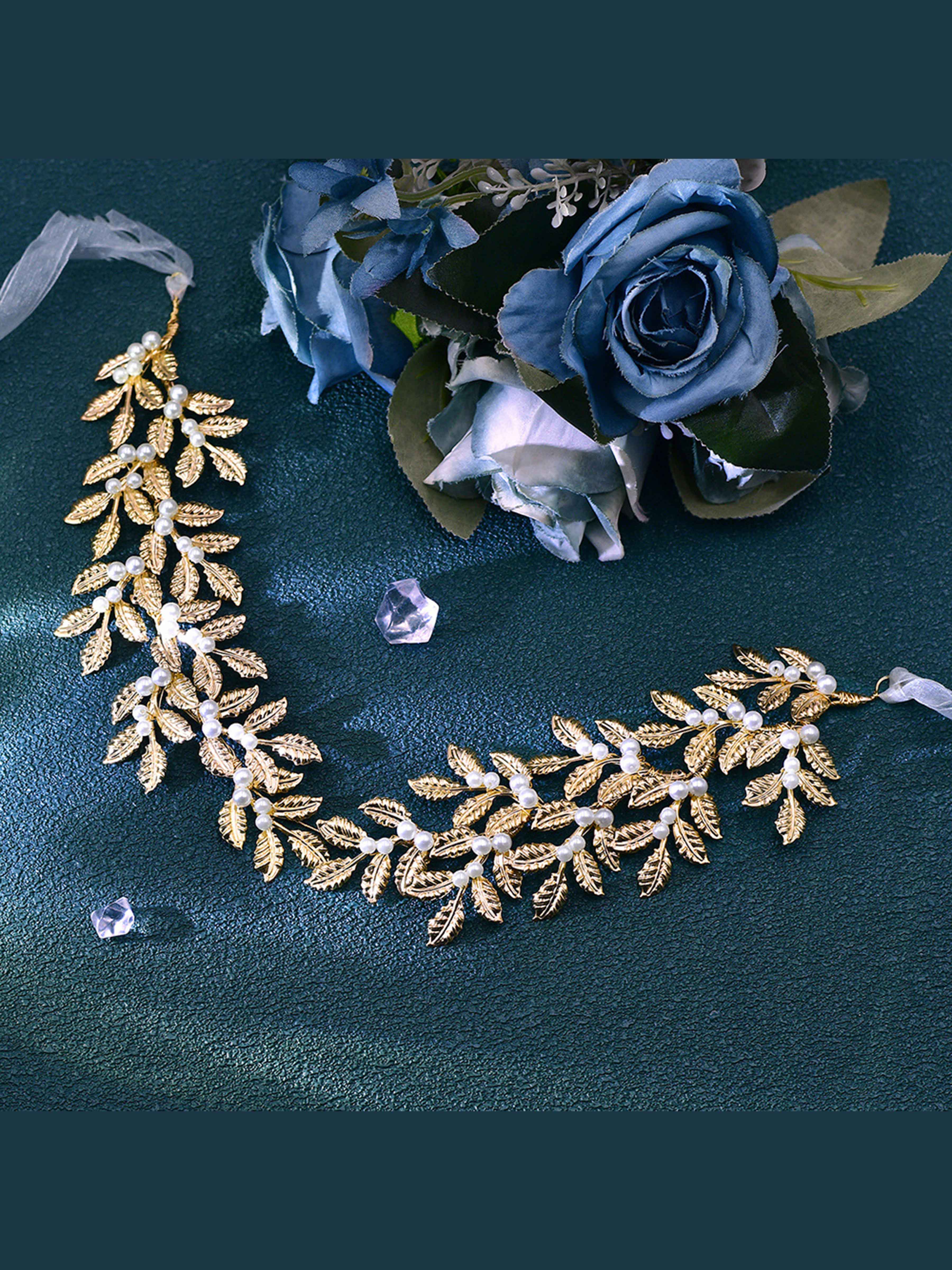Women's Gold Leaf & Pearl Waist Belt
