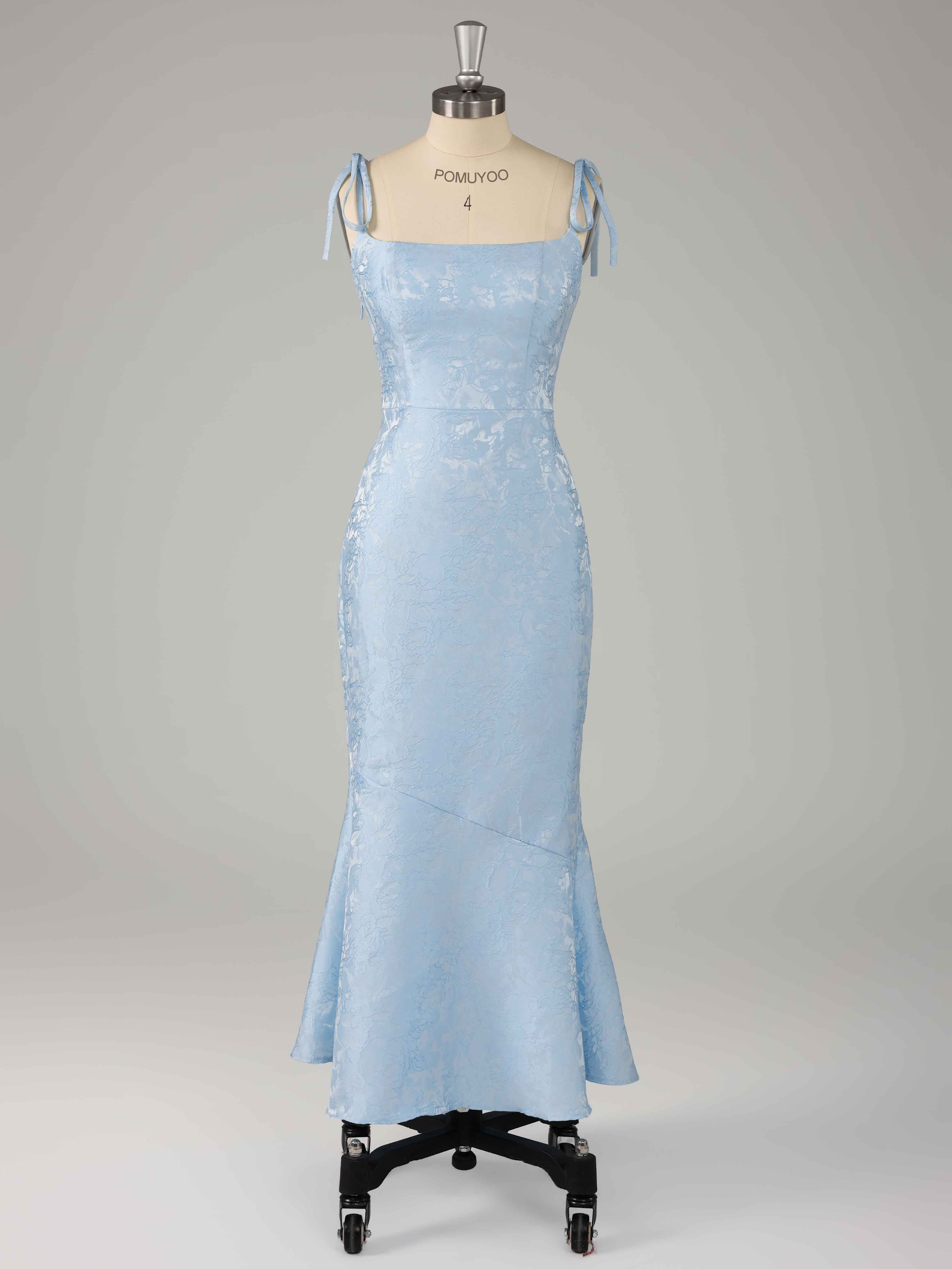 Kaelithra Dazzling Mermaid Spaghetti Straps Long Jacquard Prom Dresses