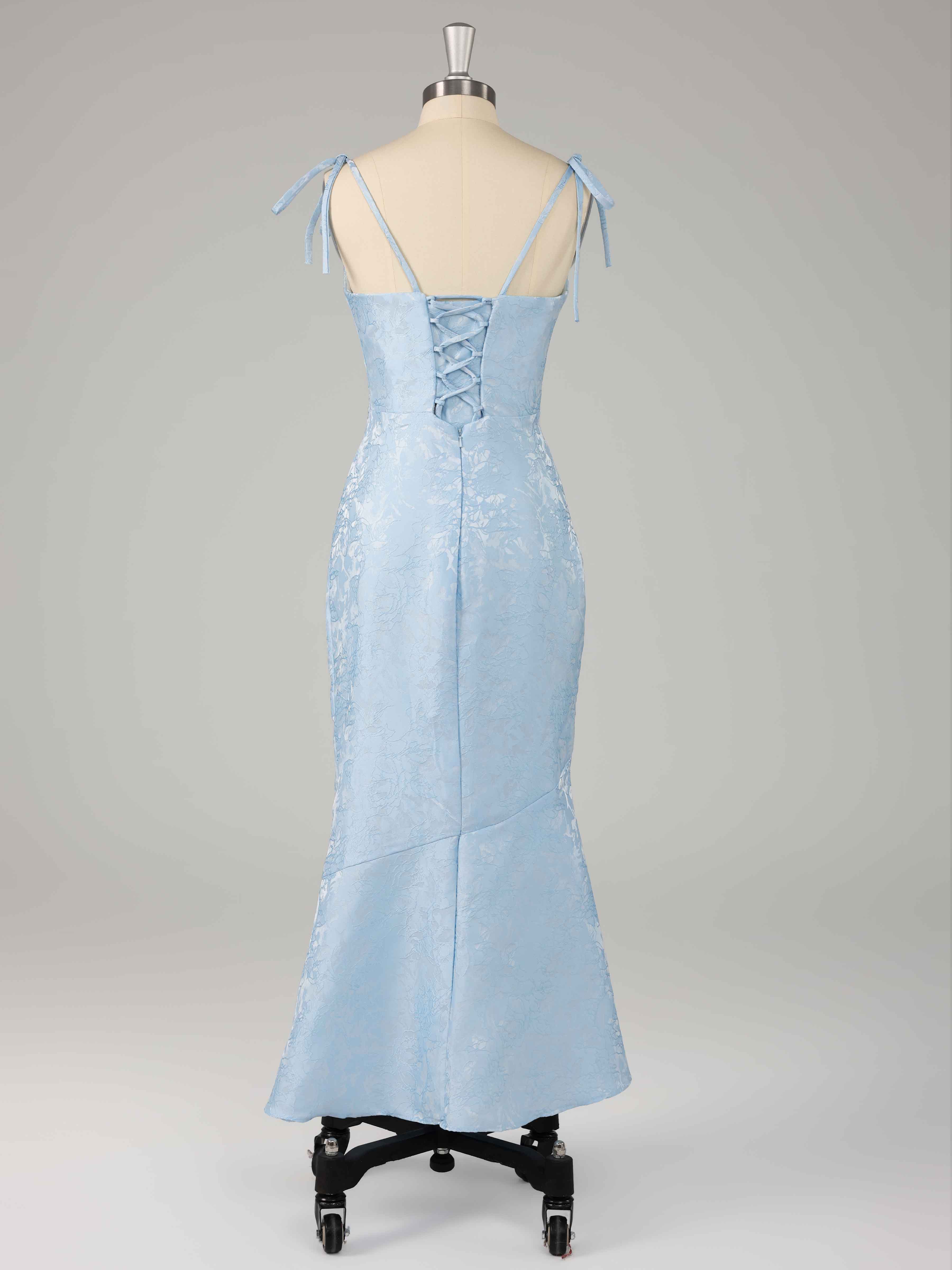 Kaelithra Dazzling Mermaid Spaghetti Straps Long Jacquard Prom Dresses