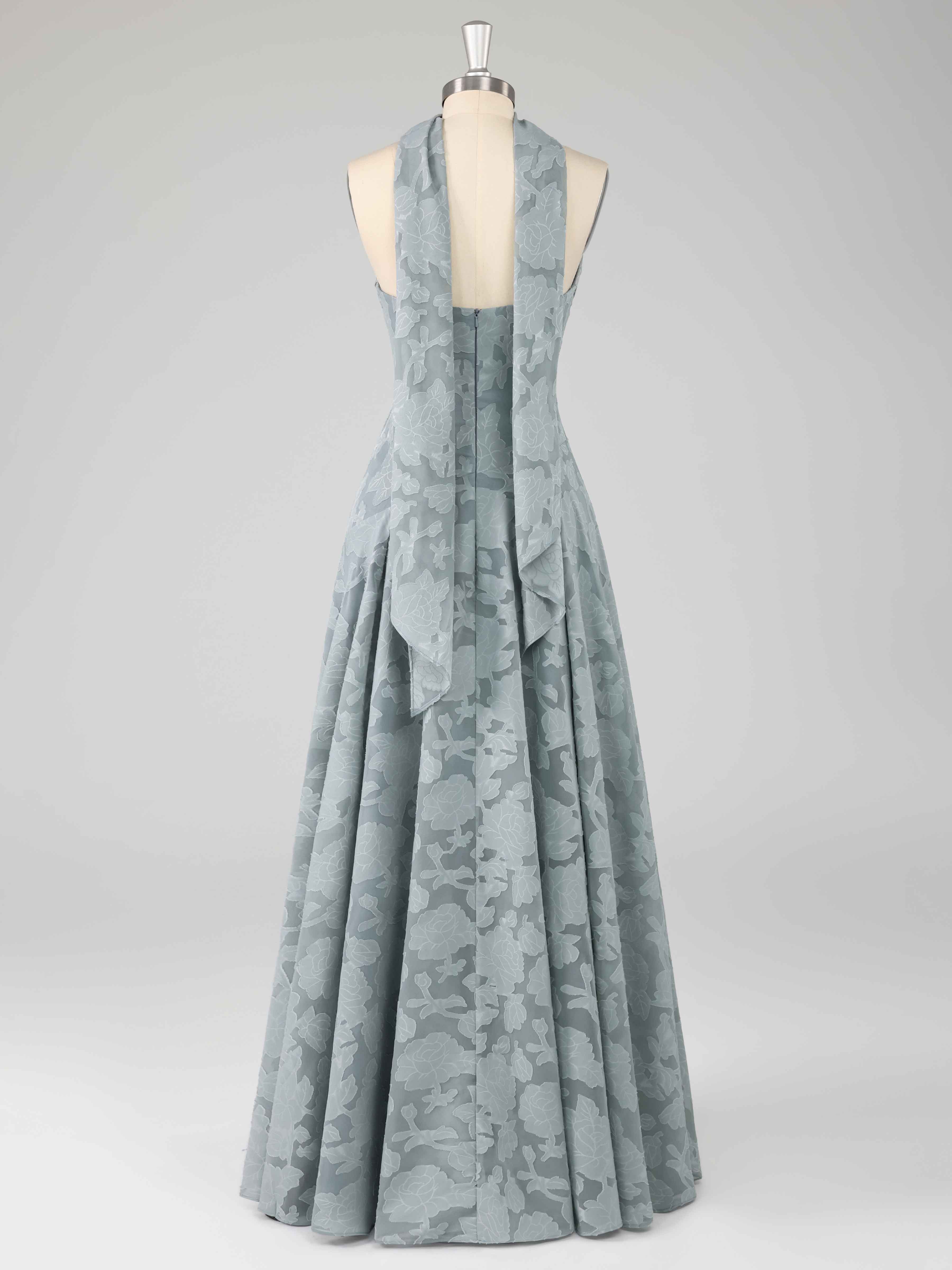 Braelindra Trendy A-Line Strapless Floral Burnout Formal Dresses