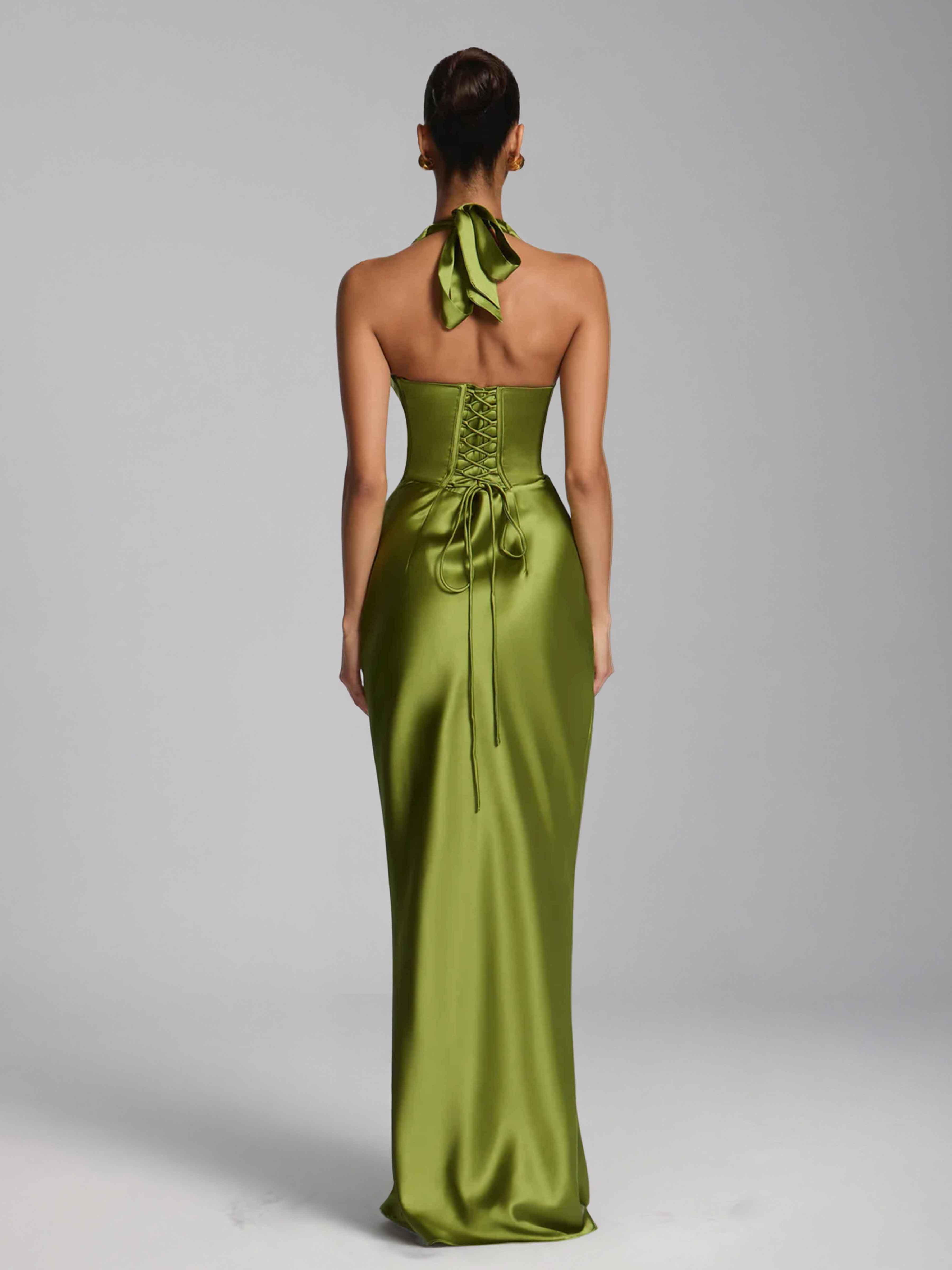 Raelithris Gorgeous V Neck Pleated Sheath Floor Length Satin Prom Dresses