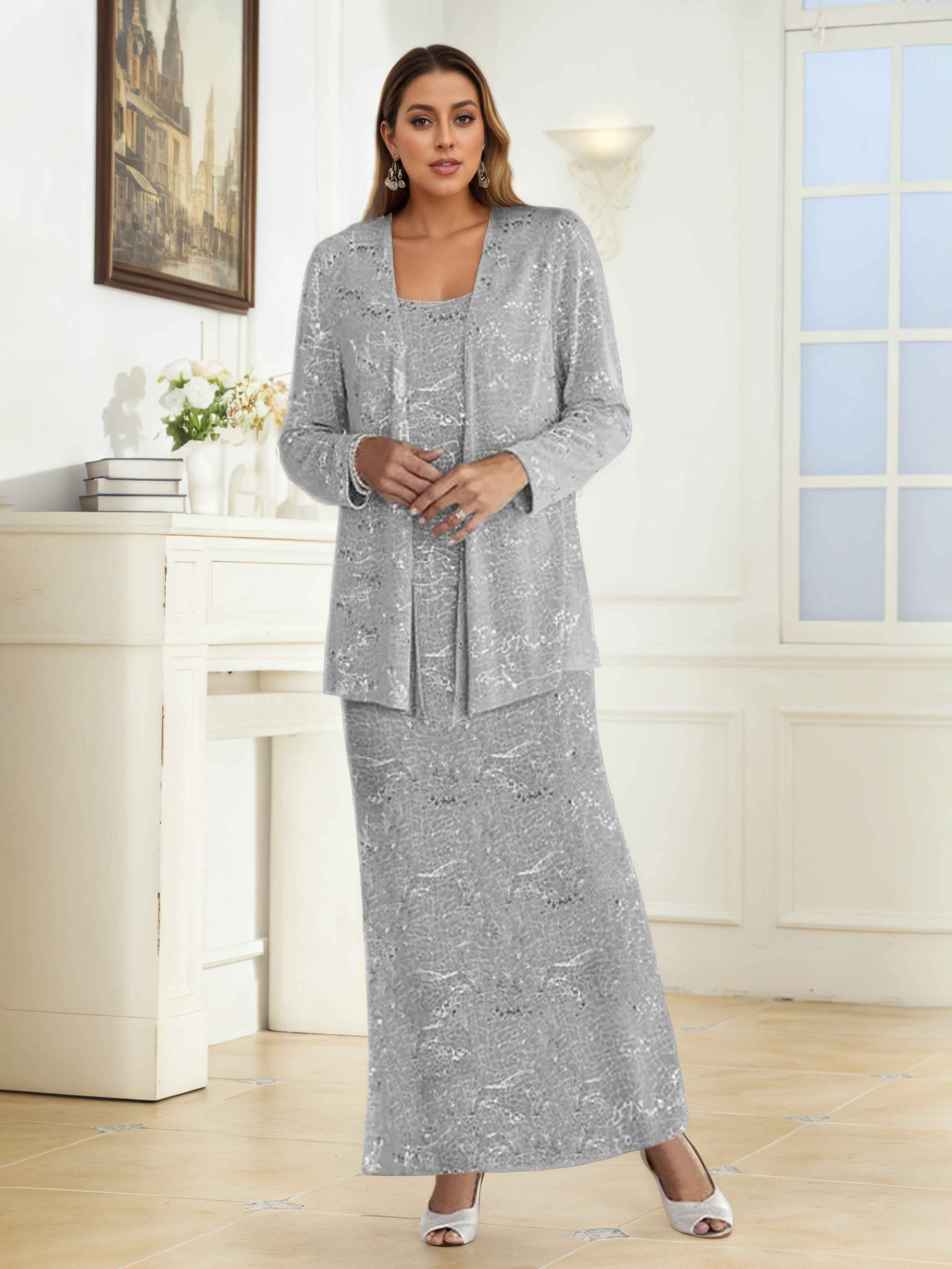 Laelithryn Trendy Round Neck 2-Piece Long Mother of the Bride Dresses with Jacket