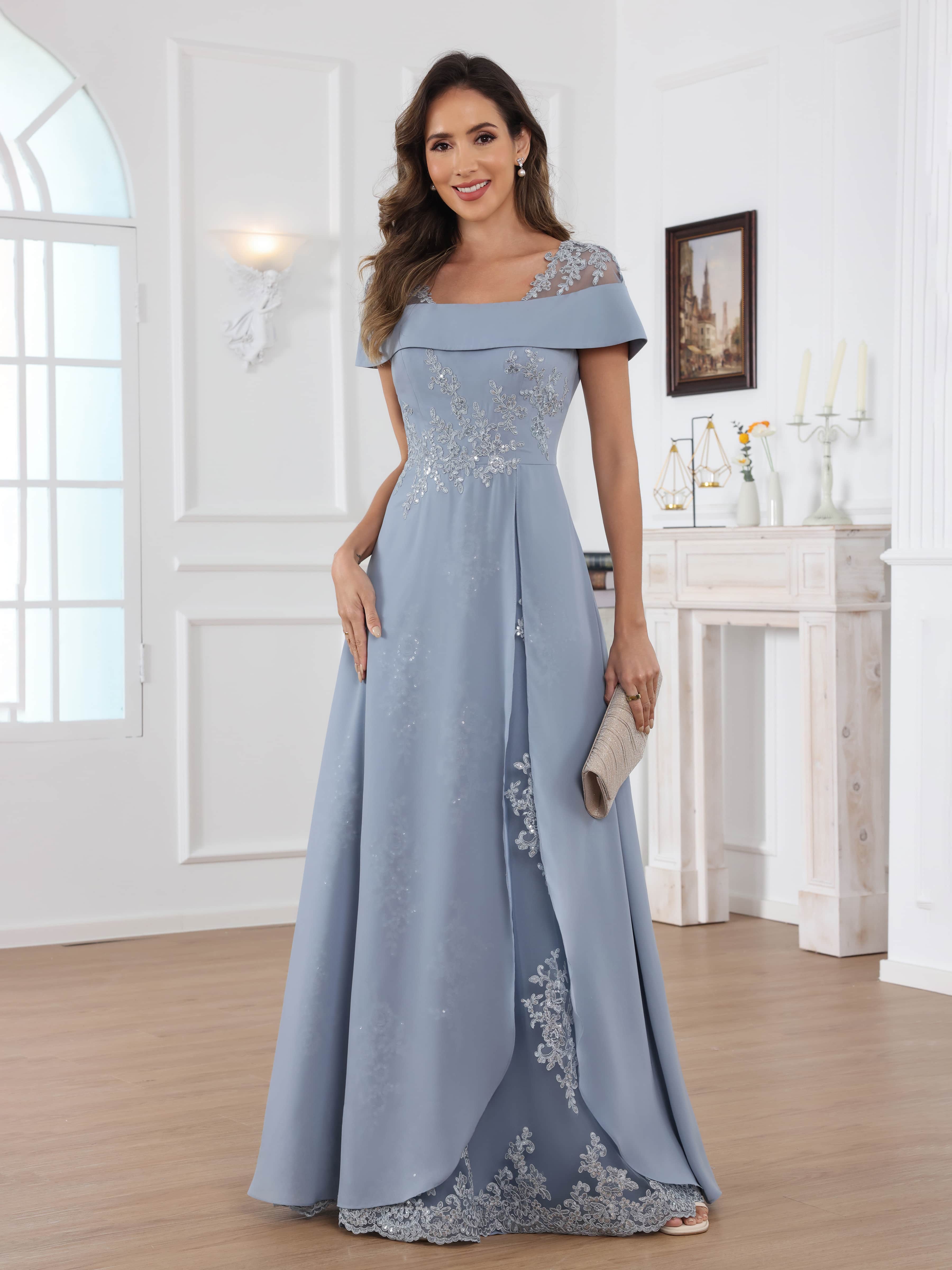 Kaelithara Delicate A-Line Off the Shoulder Lace Chiffon Mother of the Bride Dresses