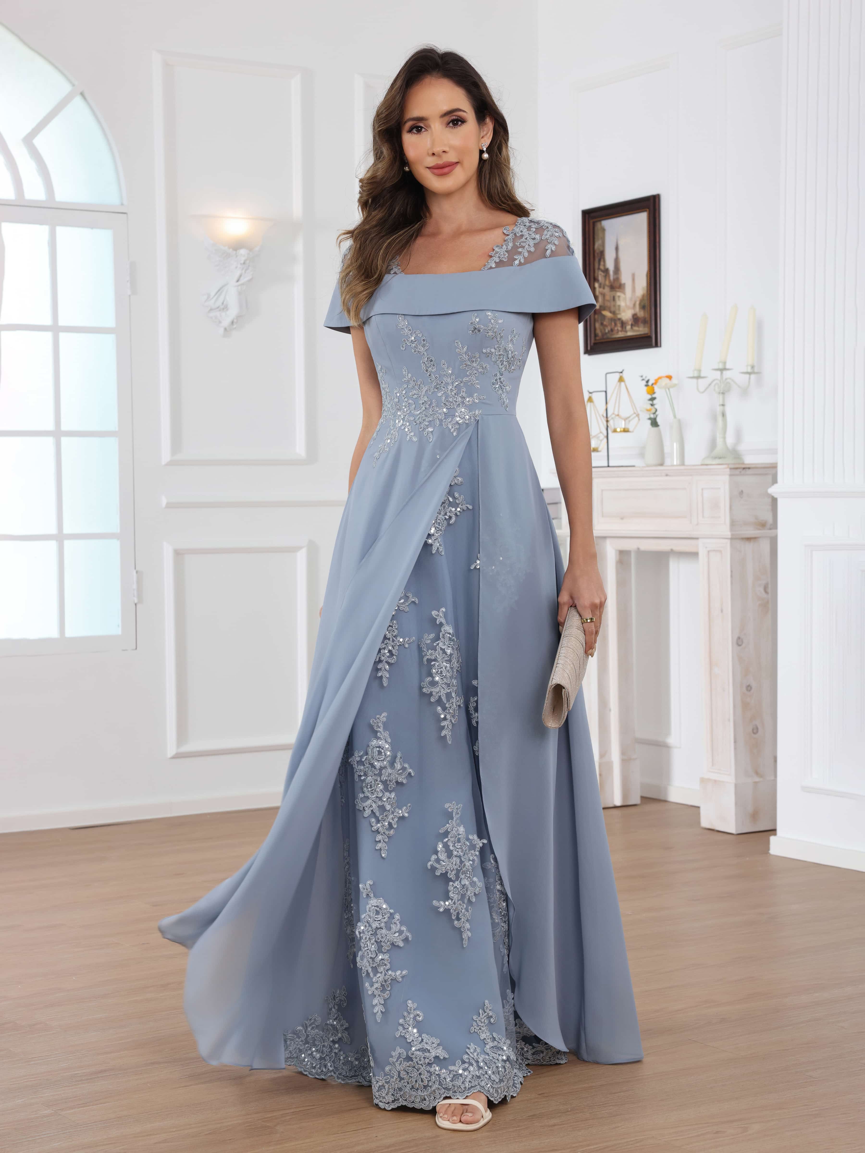 Kaelithara Delicate A-Line Off the Shoulder Lace Chiffon Mother of the Bride Dresses