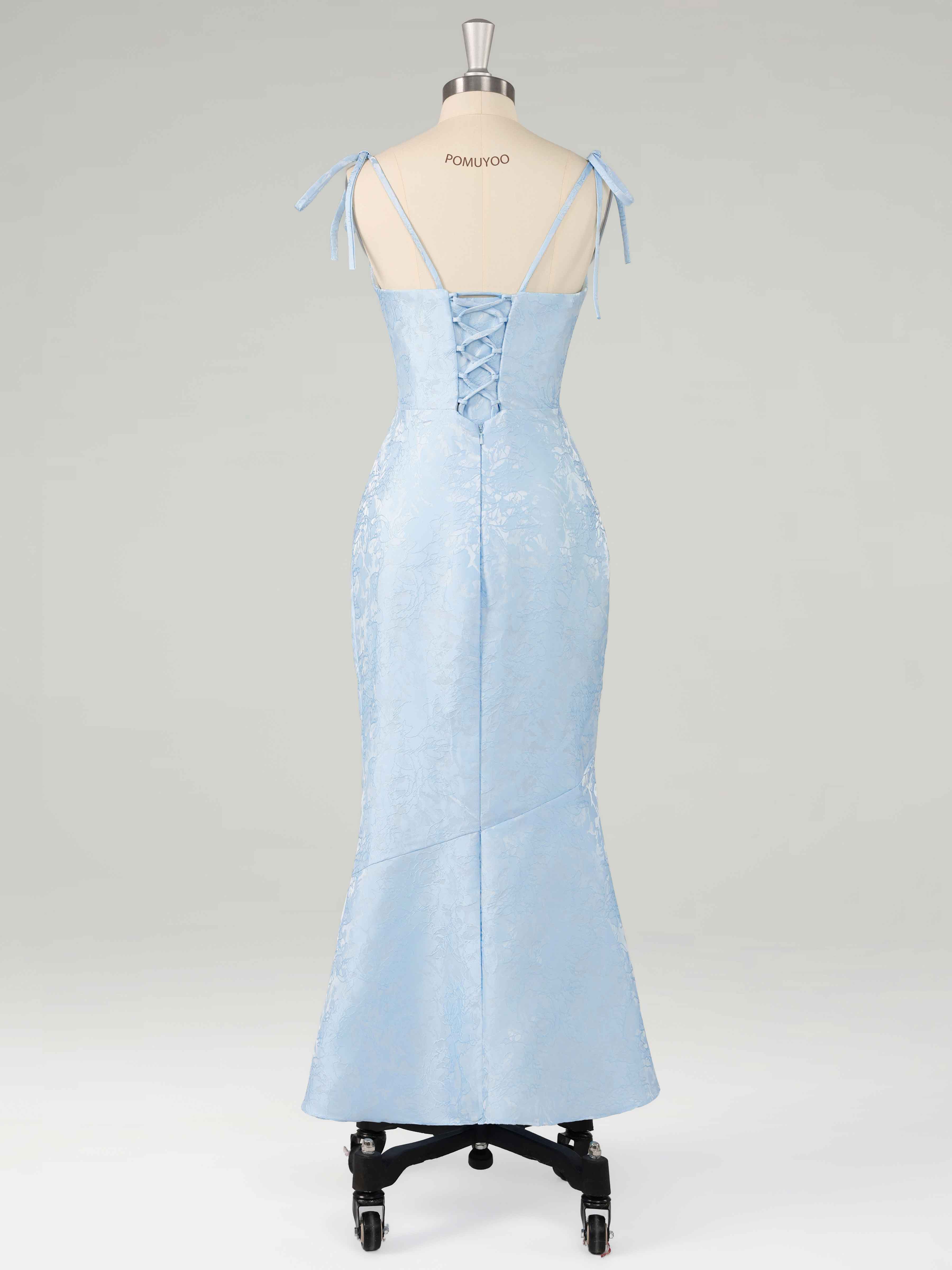 Caelitharae Chic Spaghetti Straps Long Jacquard Prom Dresses