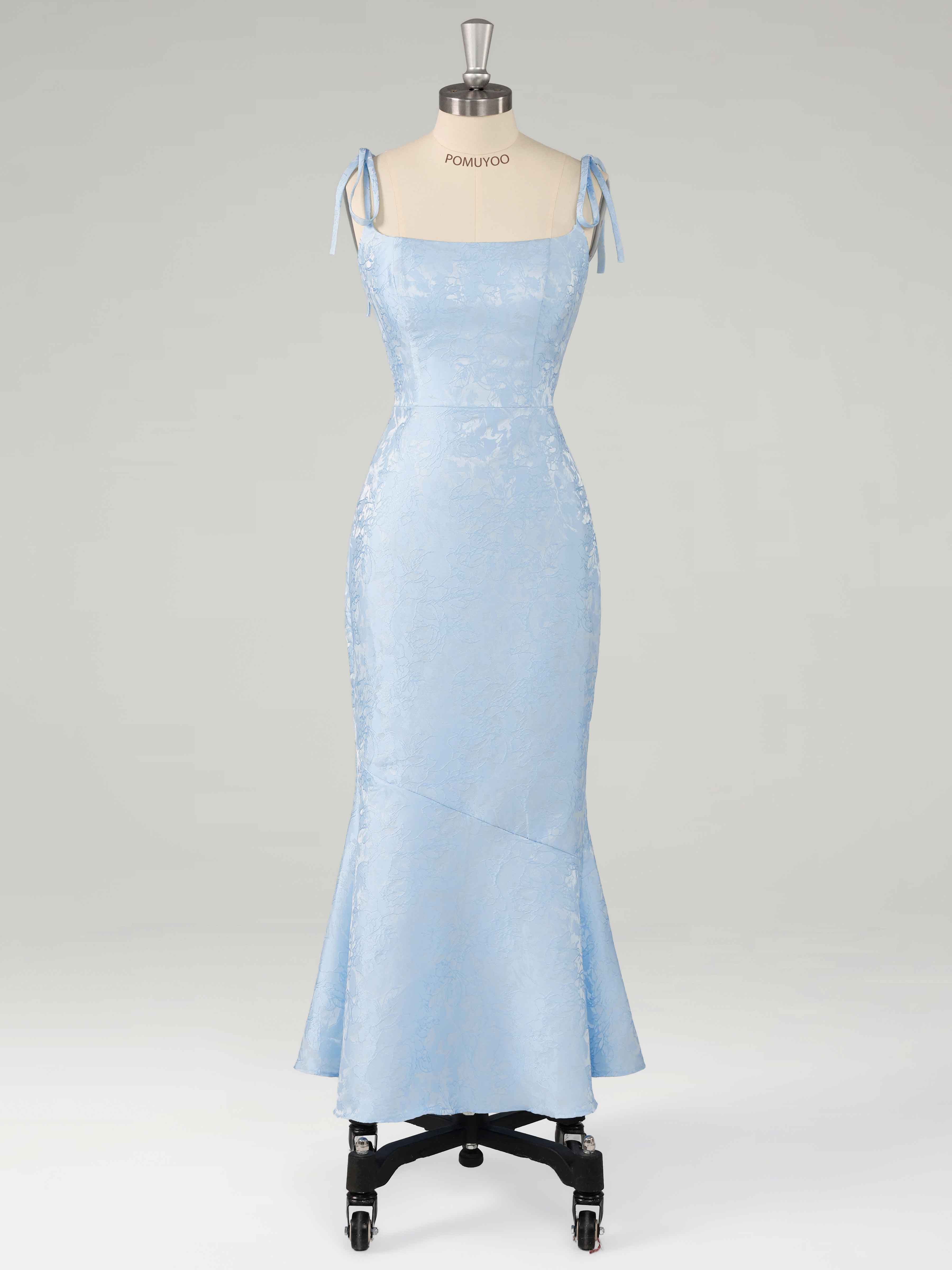 Caelitharae Chic Spaghetti Straps Long Jacquard Prom Dresses