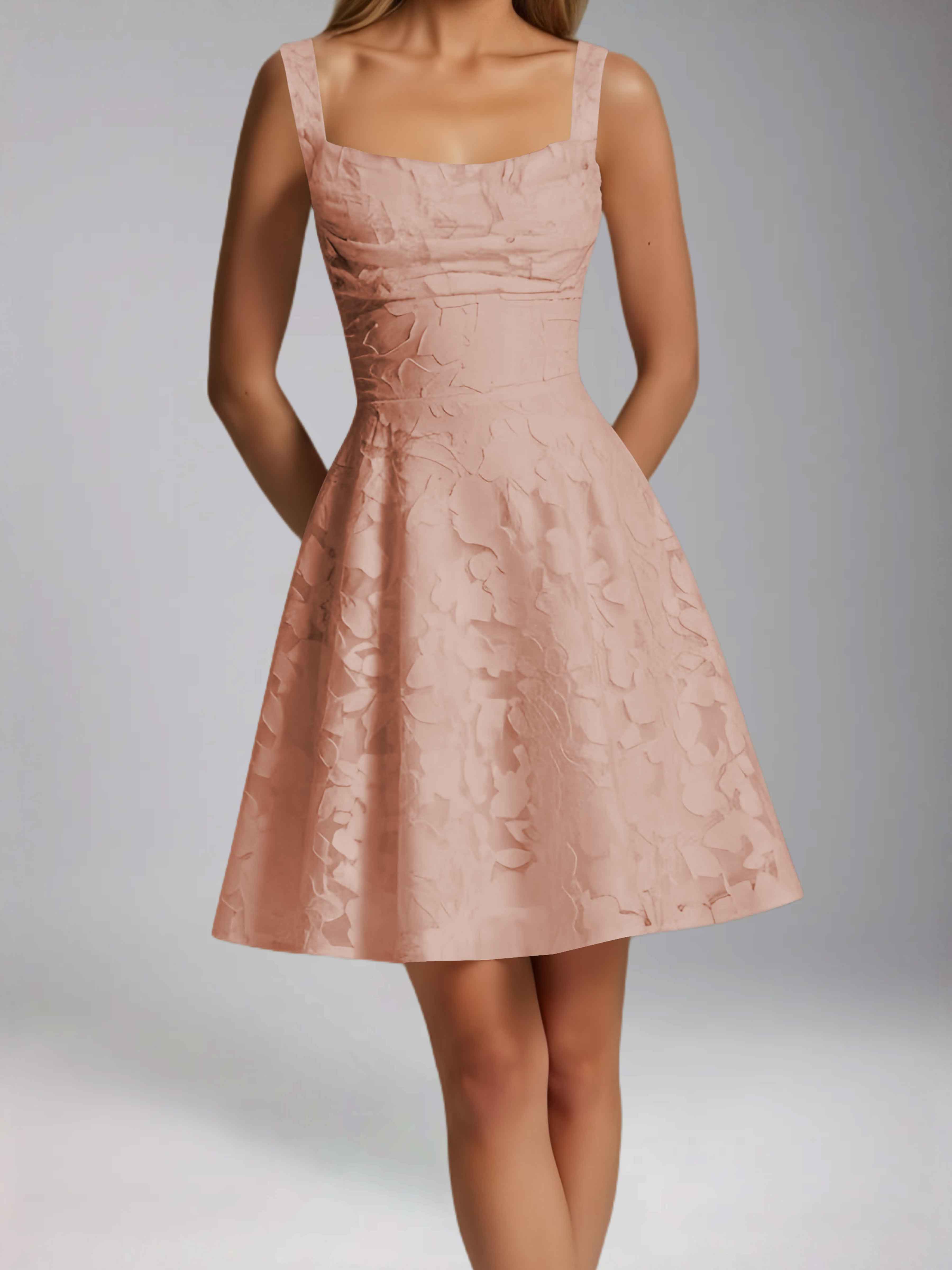 Oraelvanna Elegant Pleated A-Line Jacquard Short Party Dresses