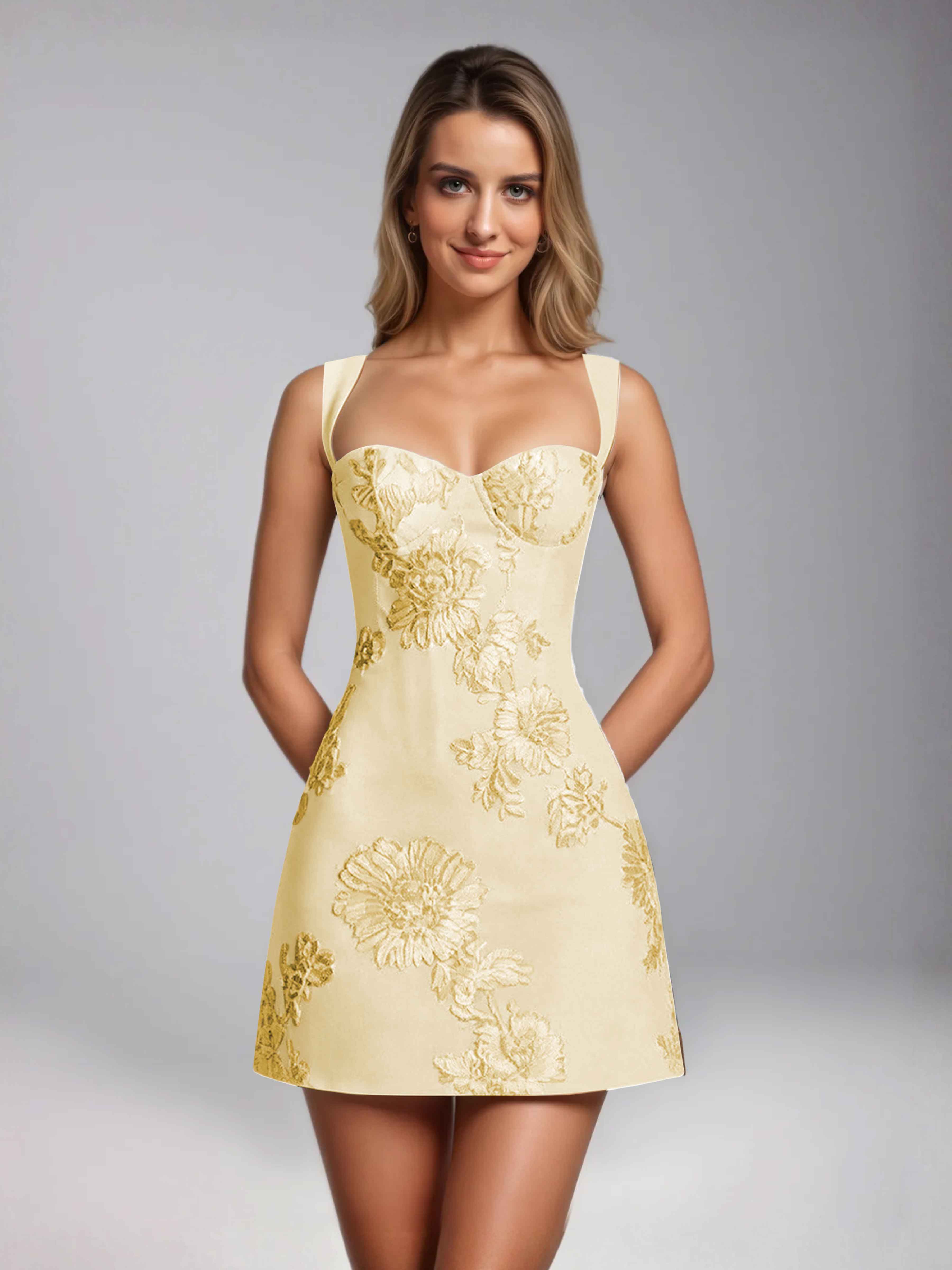 Helyara Fairytale Sweetheart Floral Ribbon Short Party Dresses
