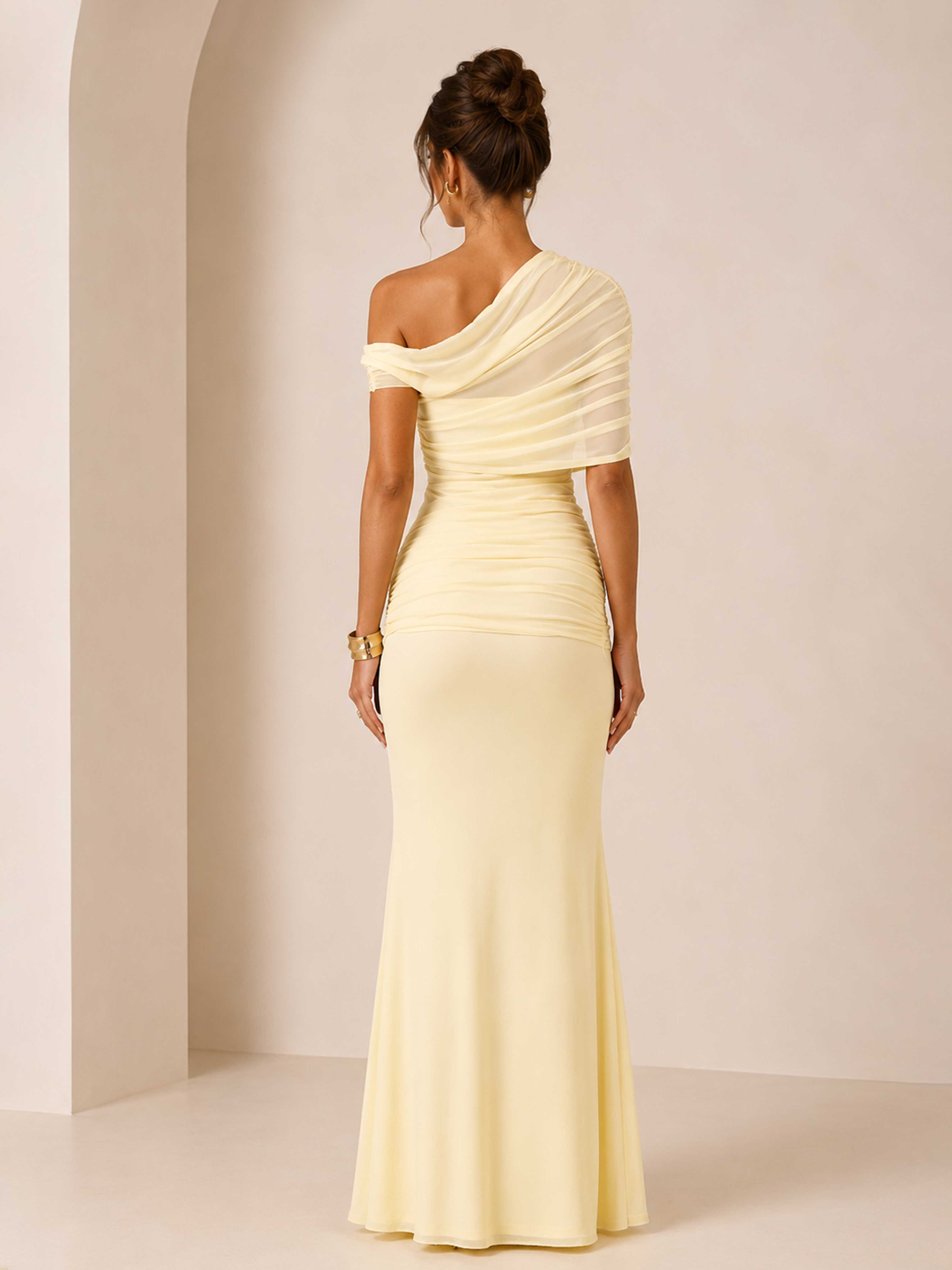 Novellae Graceful One Shoulder Ruched Mother of the Bride Dress