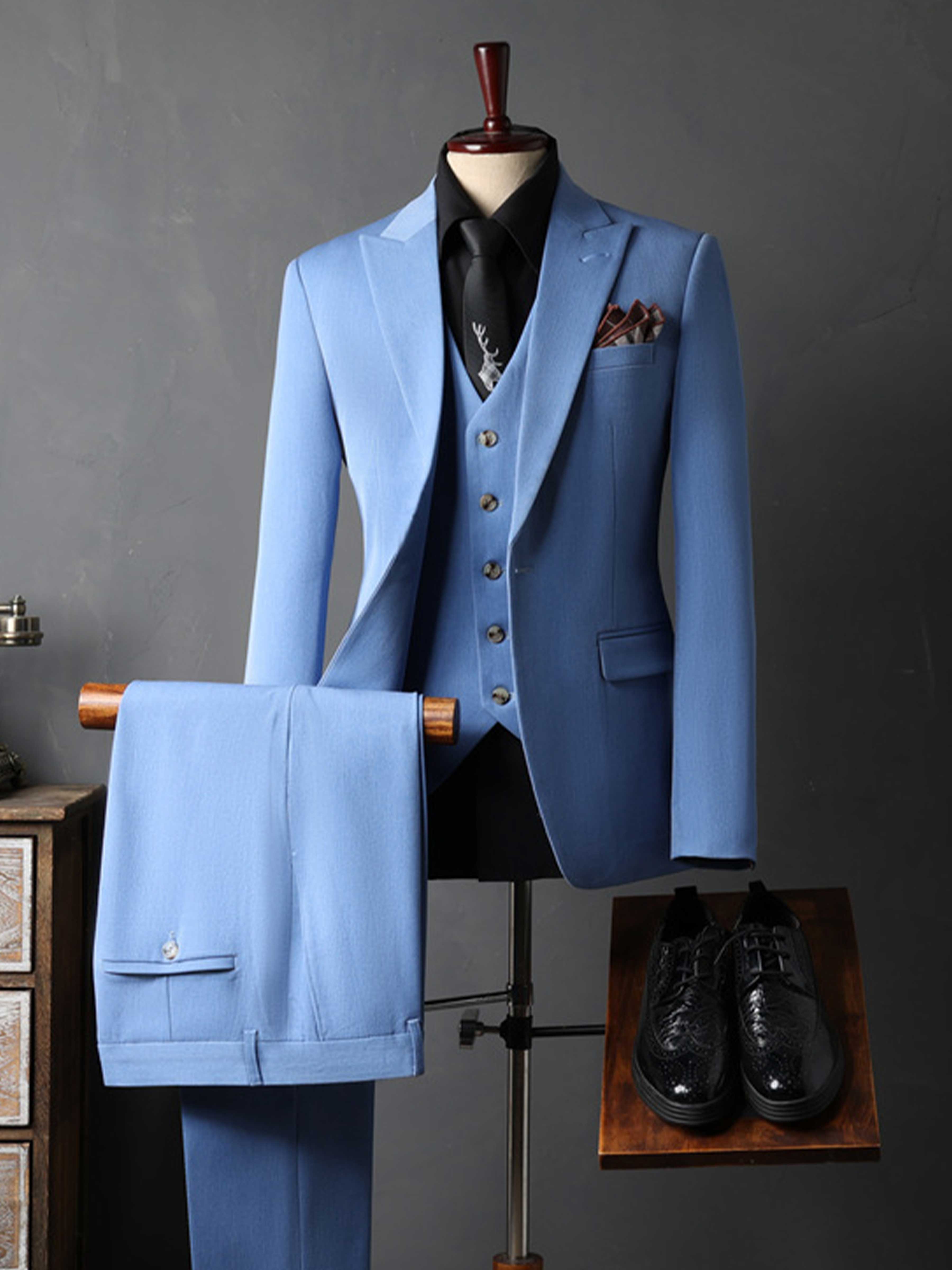 Men's Tailored Fit Single Breasted One-Button 3 Pieces Wedding Suits