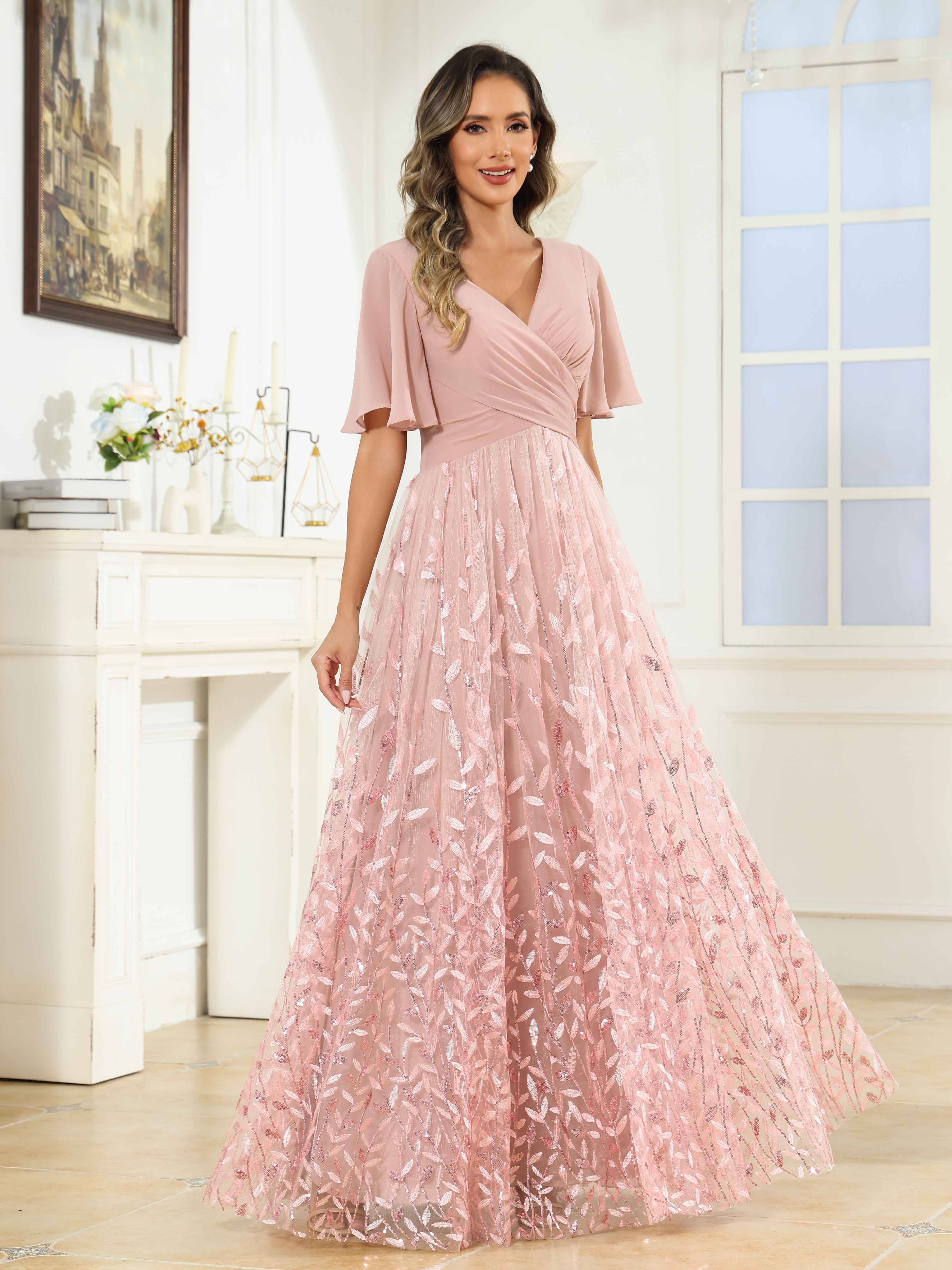 Marina Dreamy A-Line Sequins Floor Length Mother of the Bride Dresses