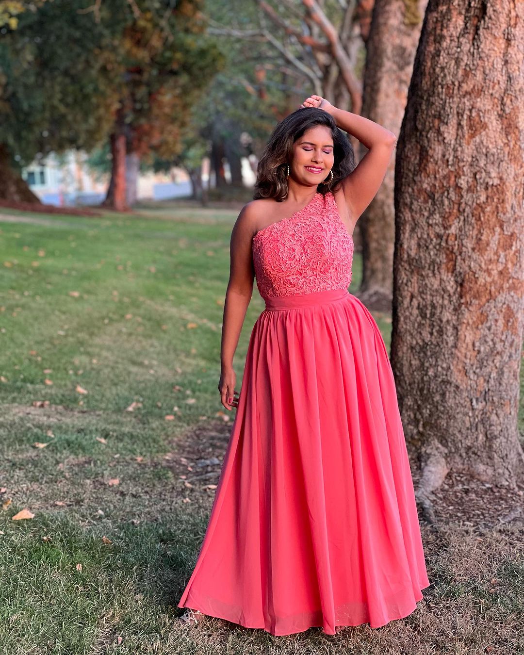 Daisy Charming A-Line One Shoulder Lace Maxi Bridesmaid Dresses