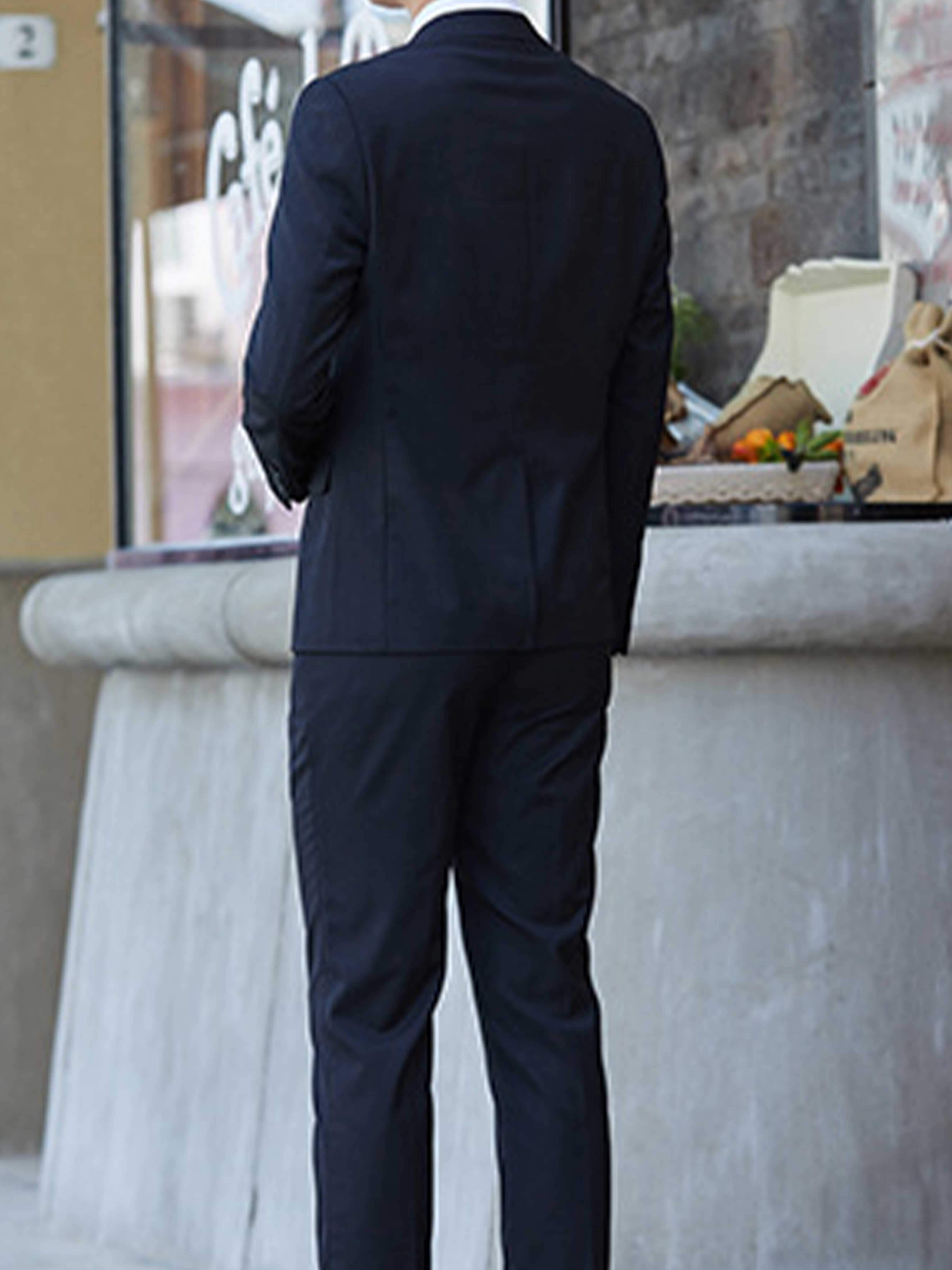 Dark Blue Men's One Button 3 Pieces Wedding Suits