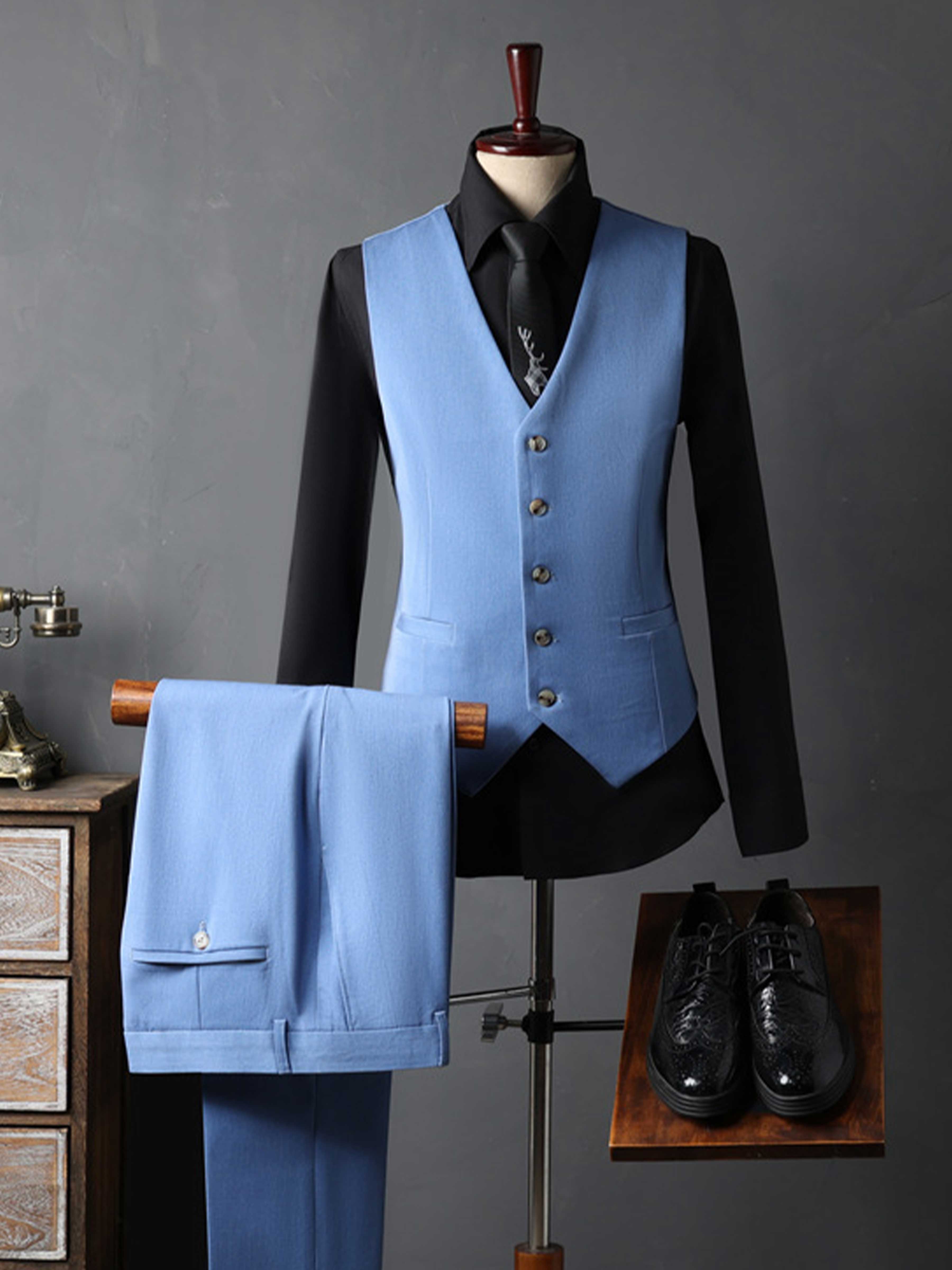 Men's Tailored Fit Single Breasted One-Button 3 Pieces Wedding Suits