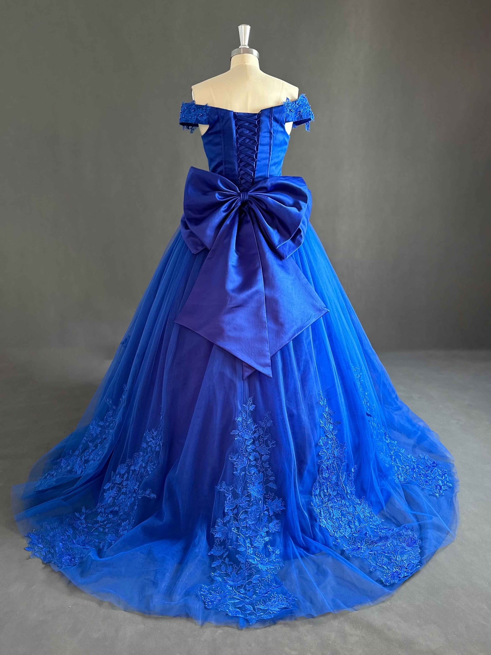 Cute Blue Tulle Tiered Hepburn Princess Prom Dress Evening Dress Ball Gown