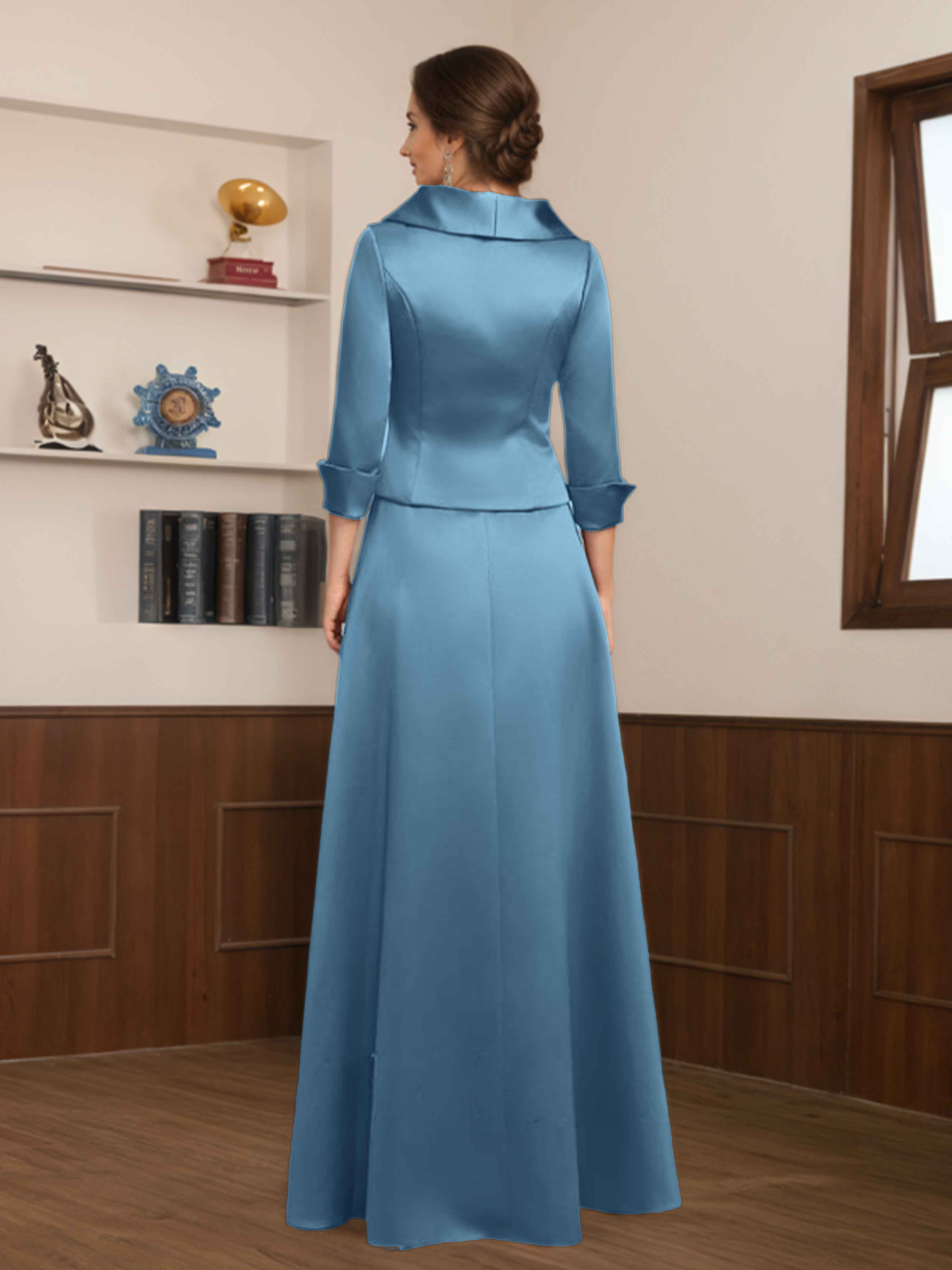 Amaryllis Stylish A-line V-Neck Separates Satin Mother of the Bride Dresses
