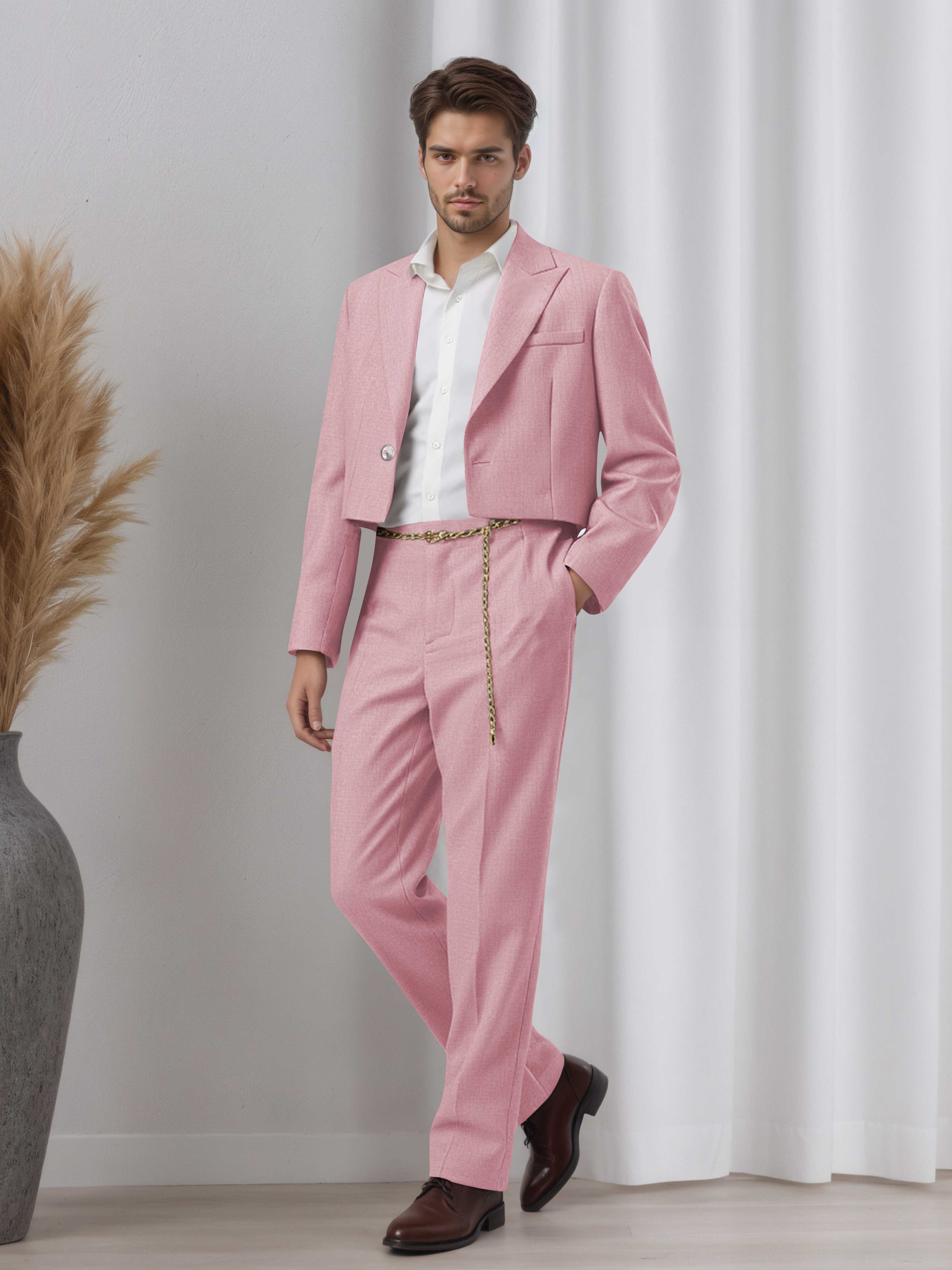 Artistic Short Blazer Men's 2 Pieces Peak Lapel Suit for Wedding Prom & Daily Style