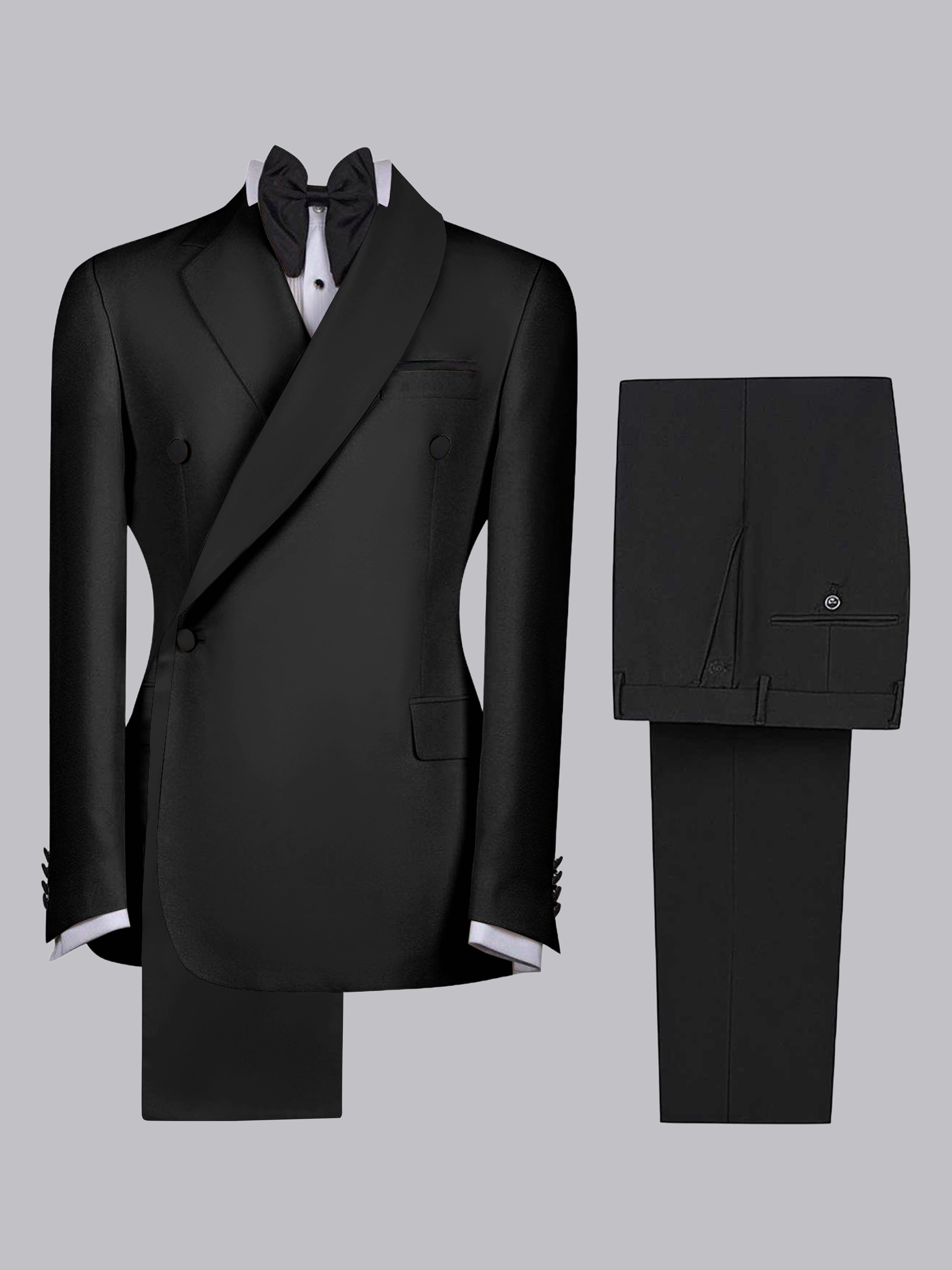 Refined Trim Detail Men's 2 Pieces Shawl Lapel Suit for Elegant Occasions