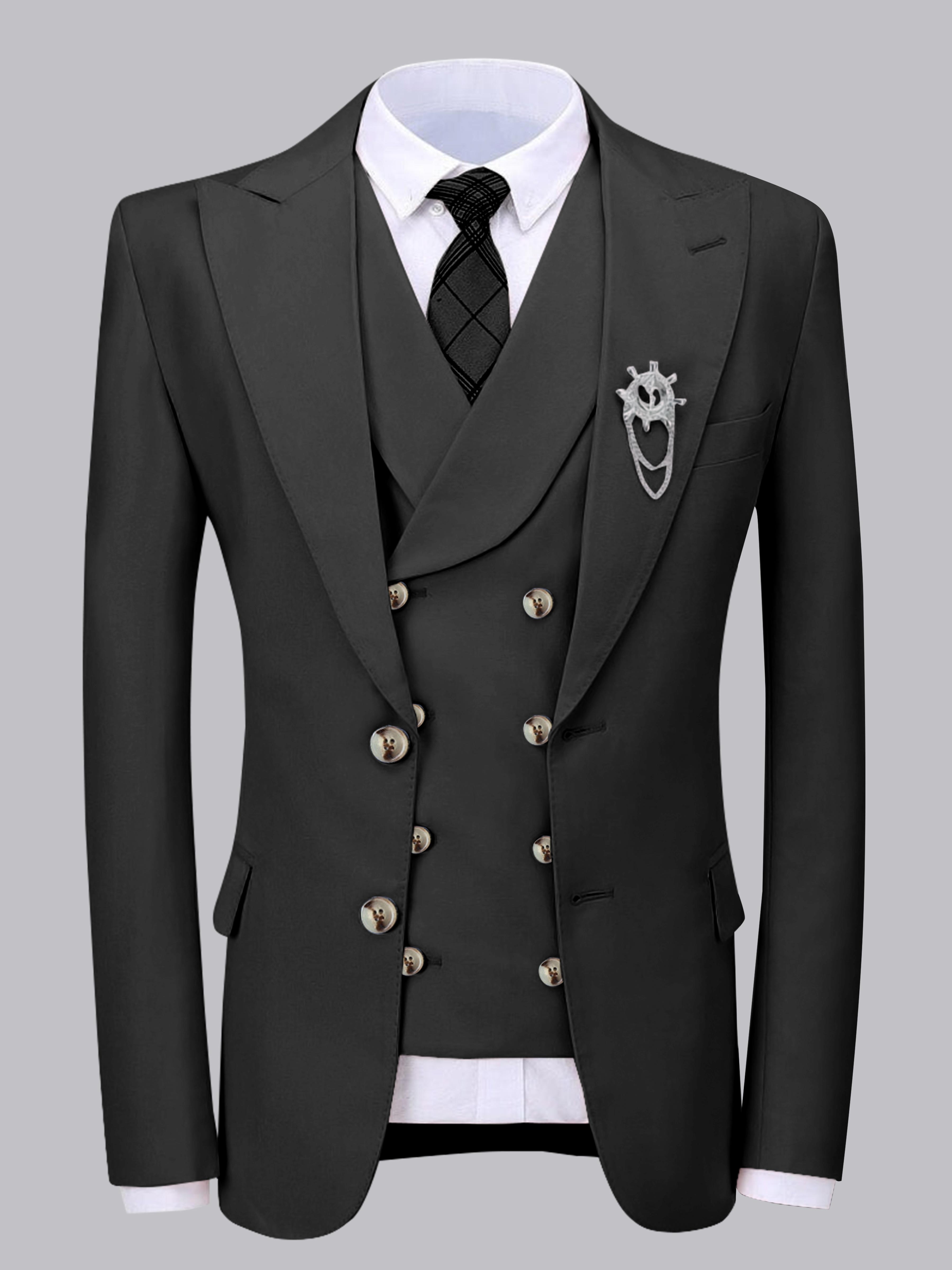 Elegant Men's Two Buttons 2 Pieces Wedding Suit Jacket & Vest