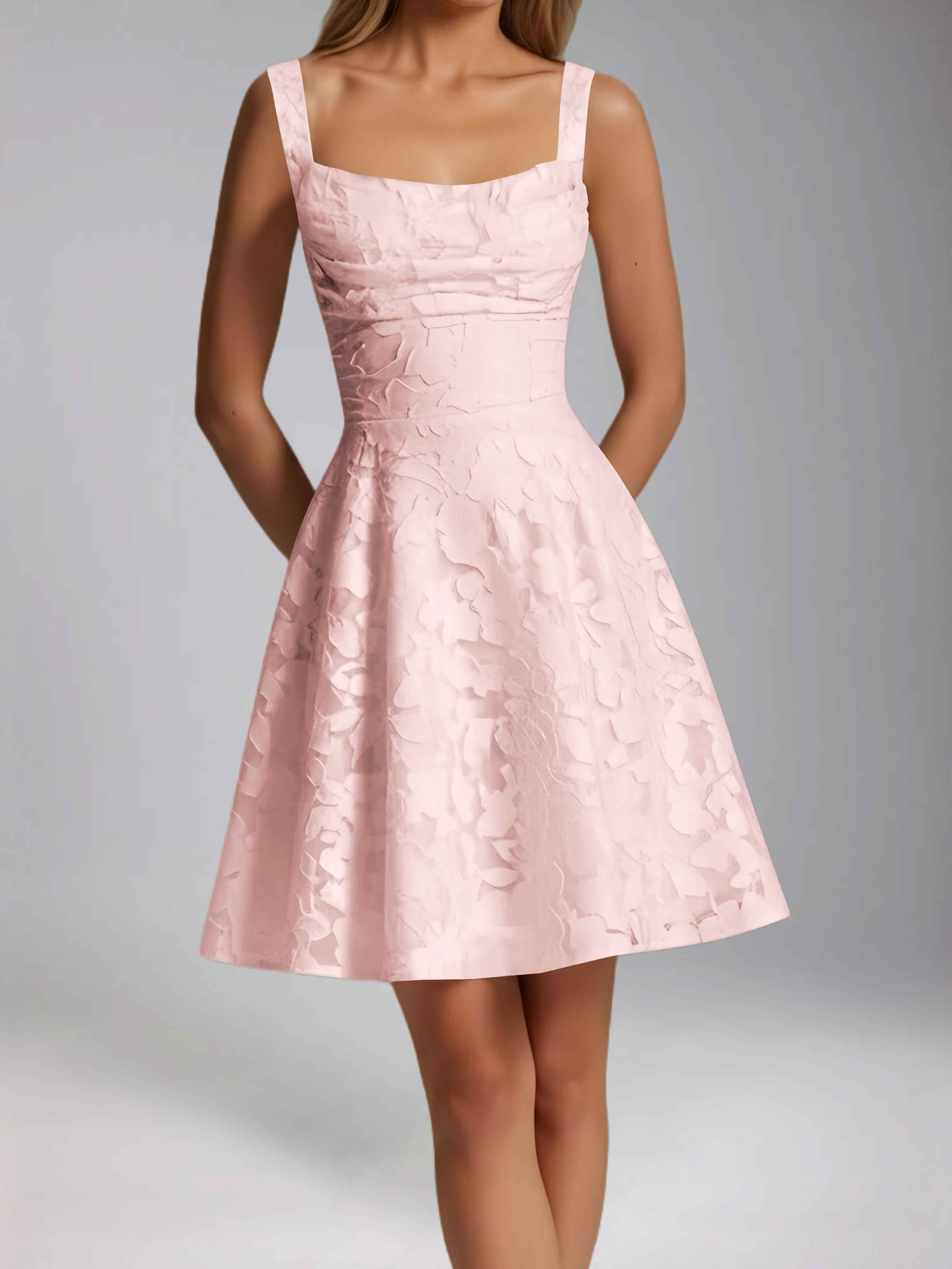 Oraelvanna Elegant Pleated A-Line Jacquard Short Party Dresses