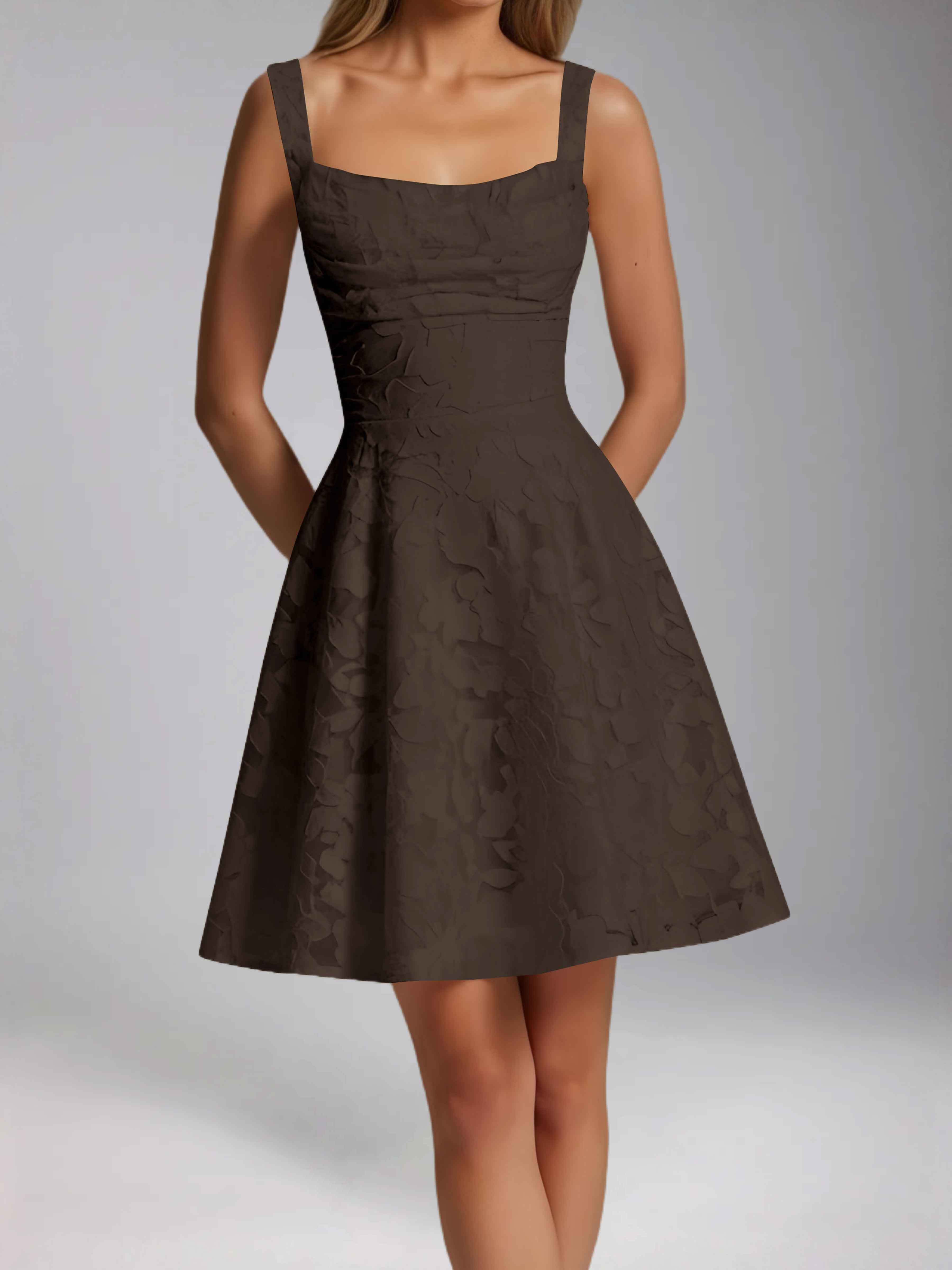 Oraelvanna Elegant Pleated A-Line Jacquard Short Party Dresses